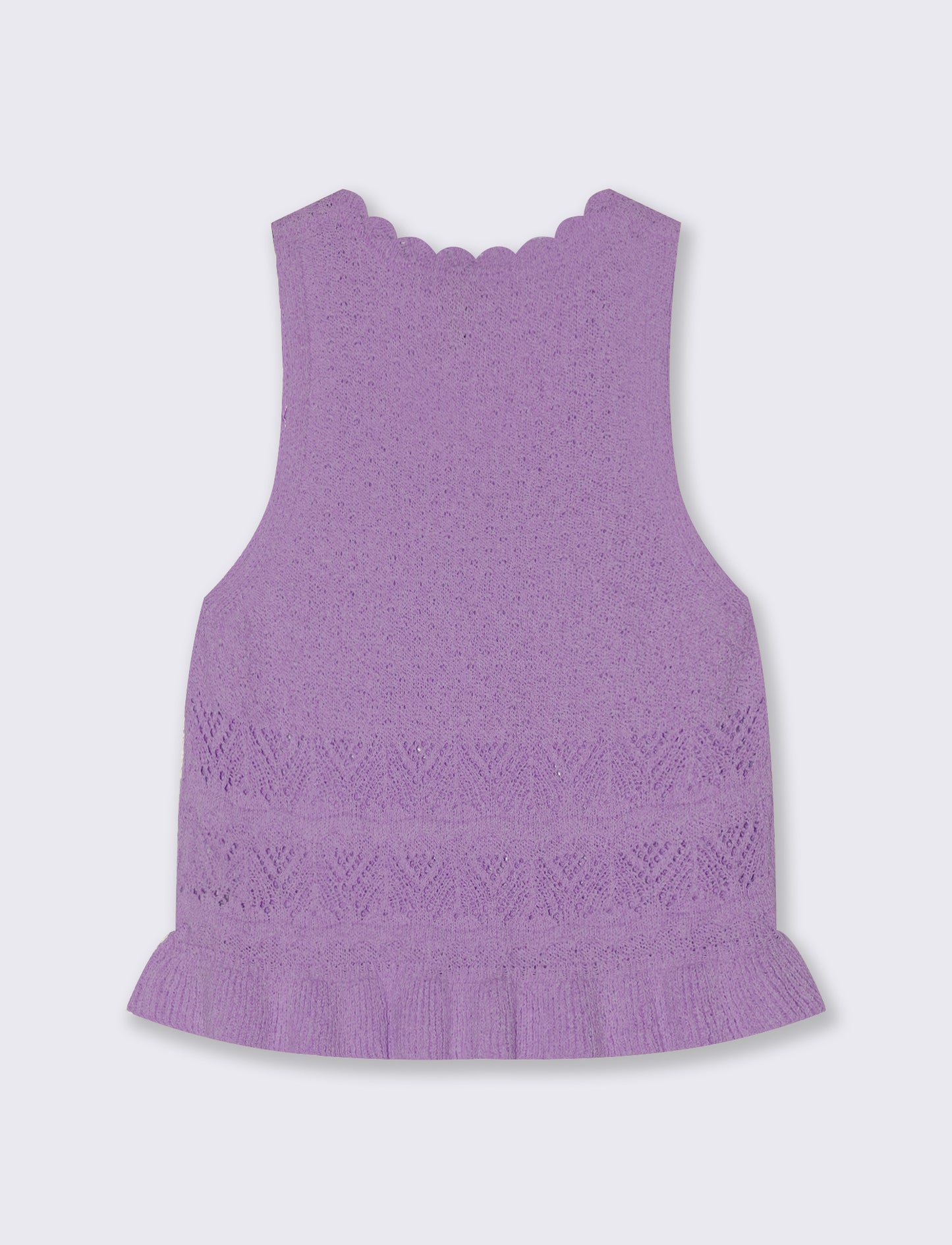 Top in Crochet con Fondo Effetto Balza - Viola malva