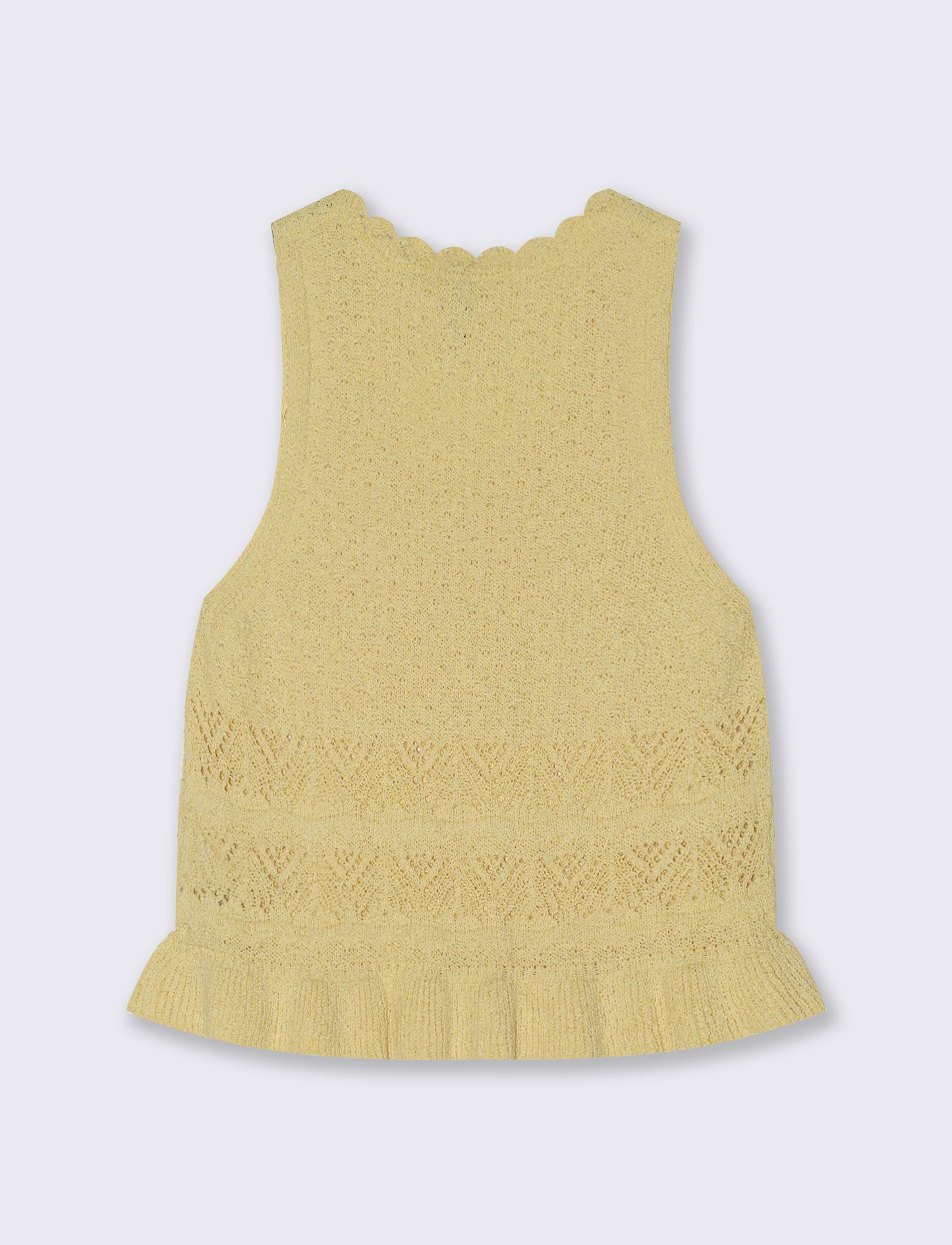 Top in Crochet con Fondo Effetto Balza - Giallo pastello