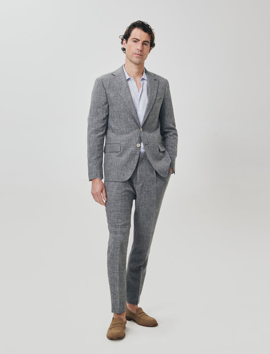 Elegant formal fit slub melange blazer - Grey