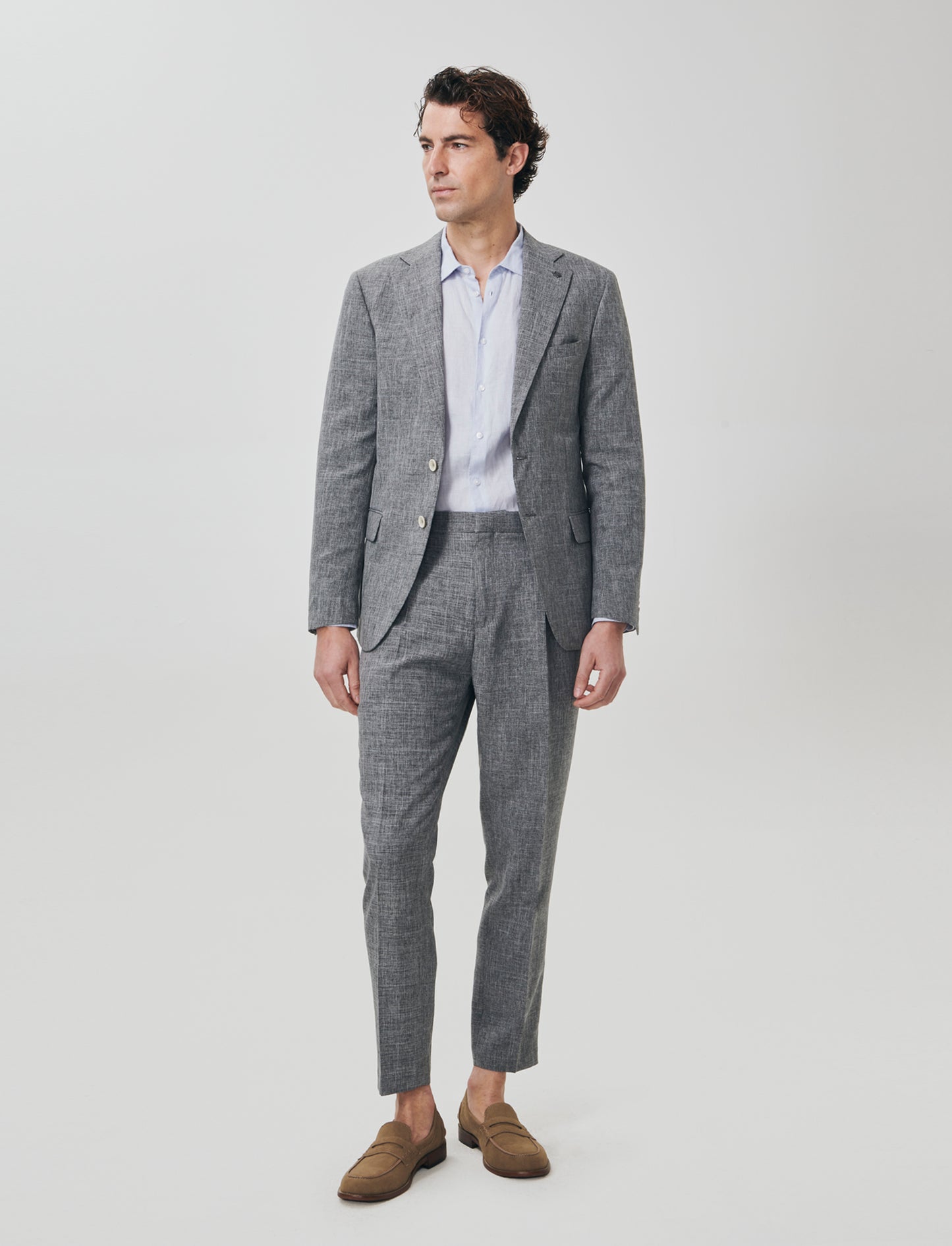 Formal Fit Slub Melange Trousers - Grey