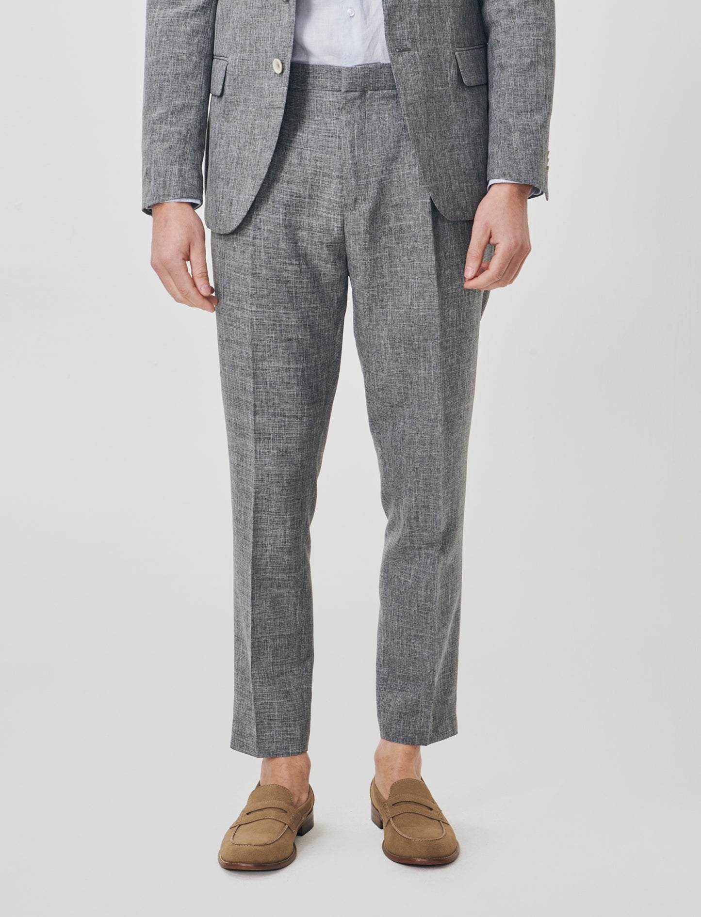 Formal Fit Slub Melange Trousers - Grey