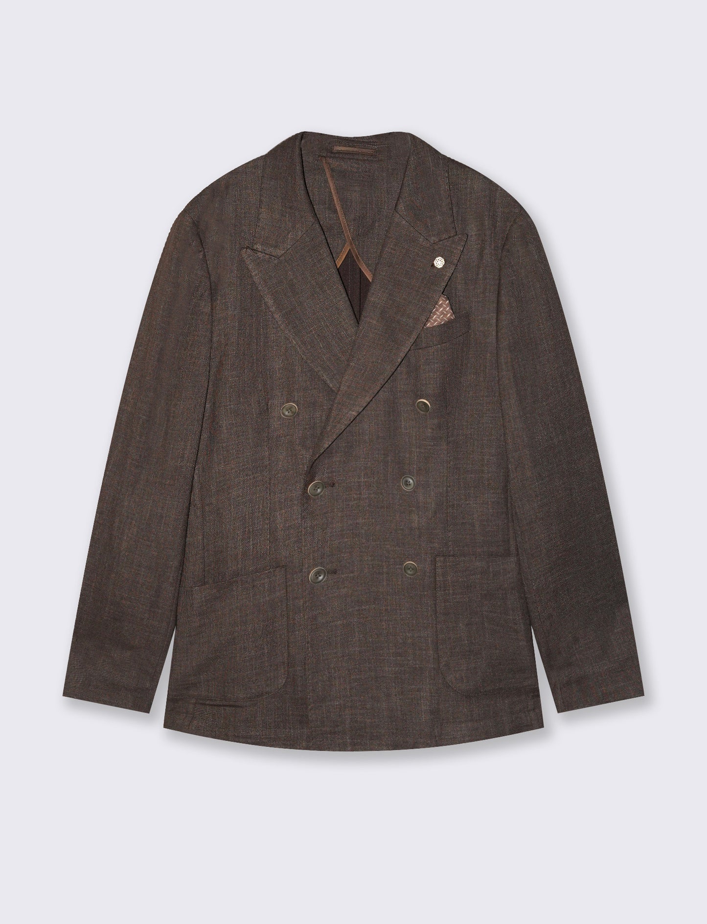 Double-Breasted Blazer Elegant Formal Fit - Brown
