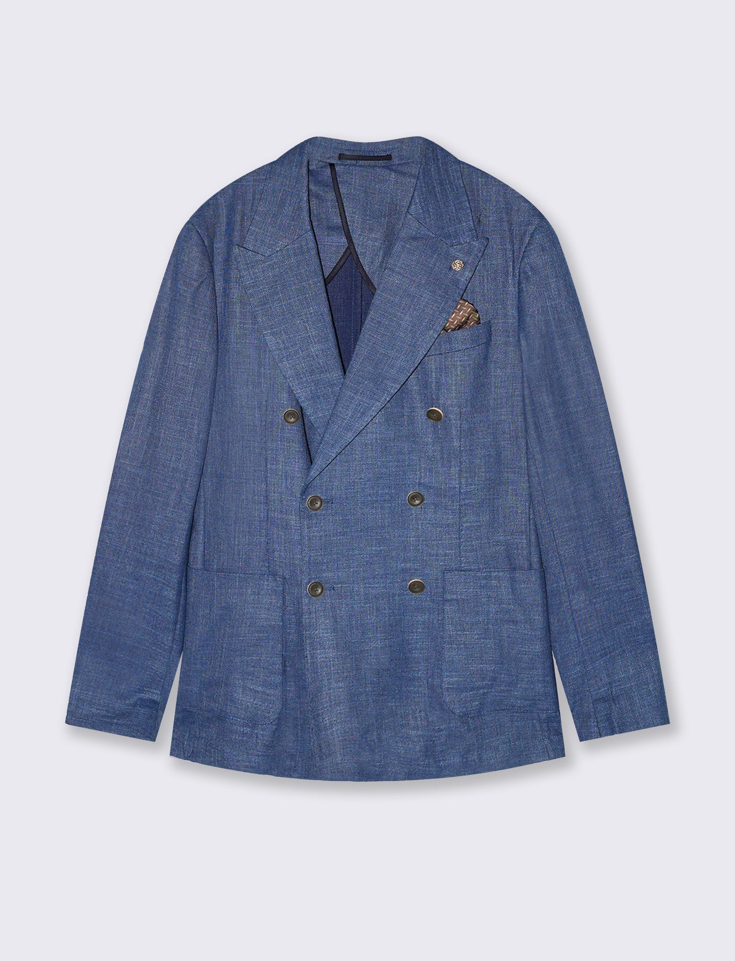 Double-Breasted Blazer Elegant Formal Fit - Blue