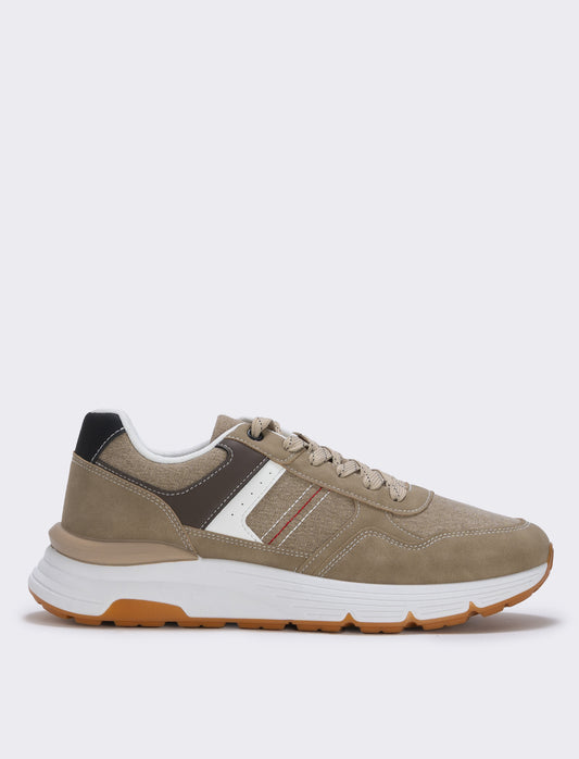 Sneakers casual da uomo in tessuto e poliuretano - Cammello