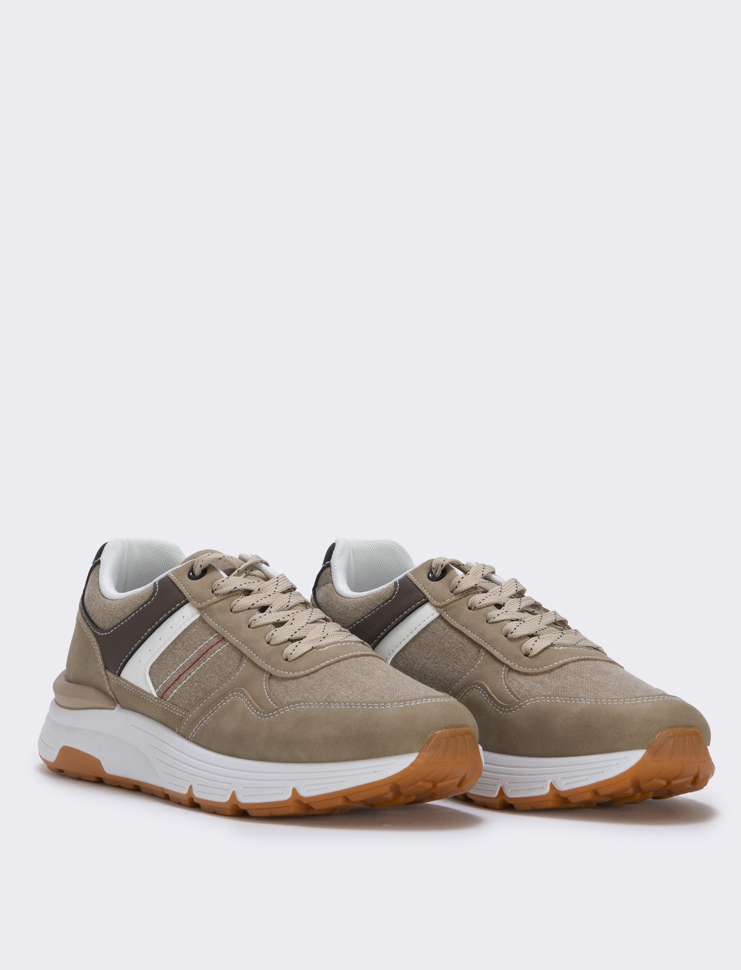 Sneakers casual da uomo in tessuto e poliuretano - Cammello