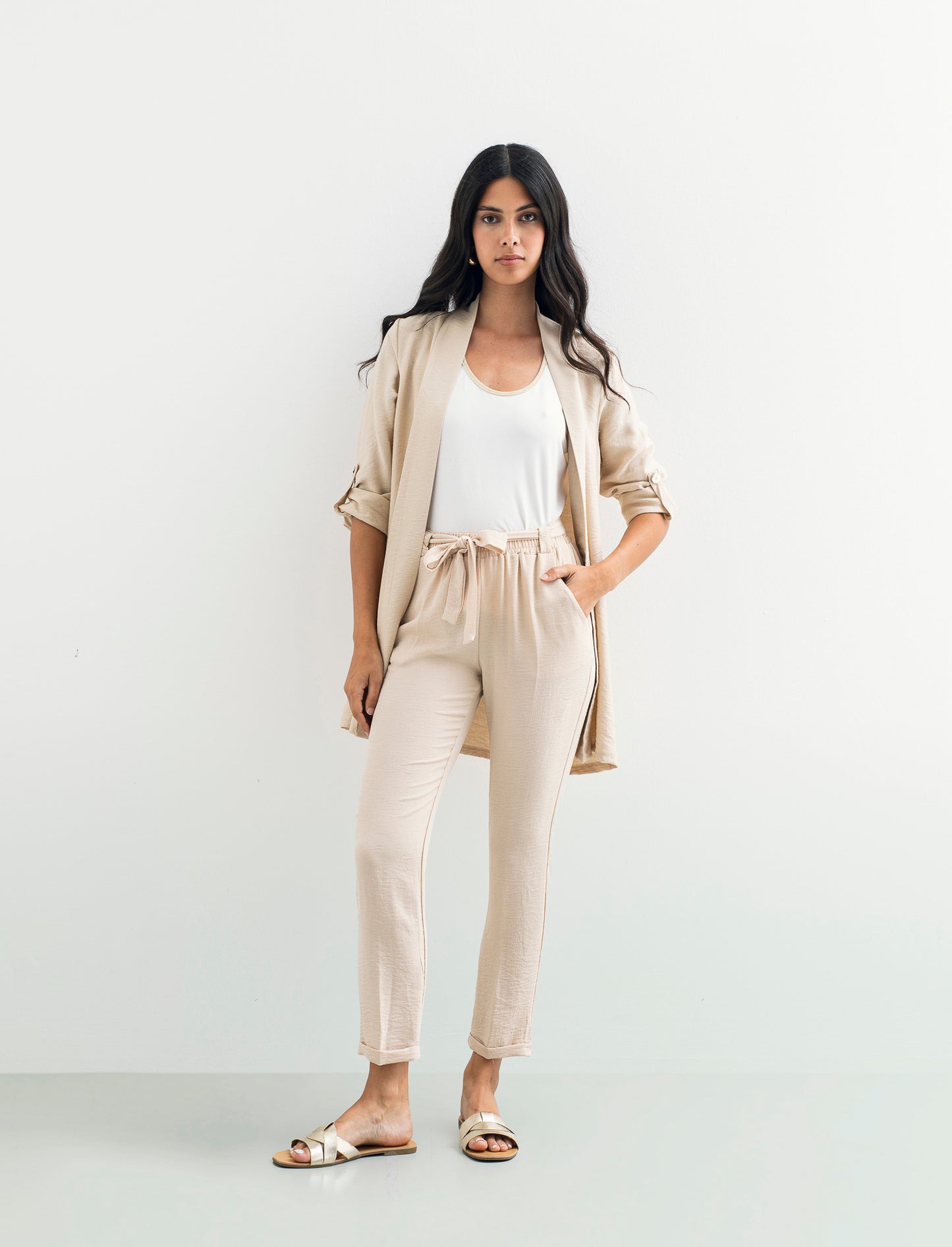 Pantalone con fusciacca - Beige
