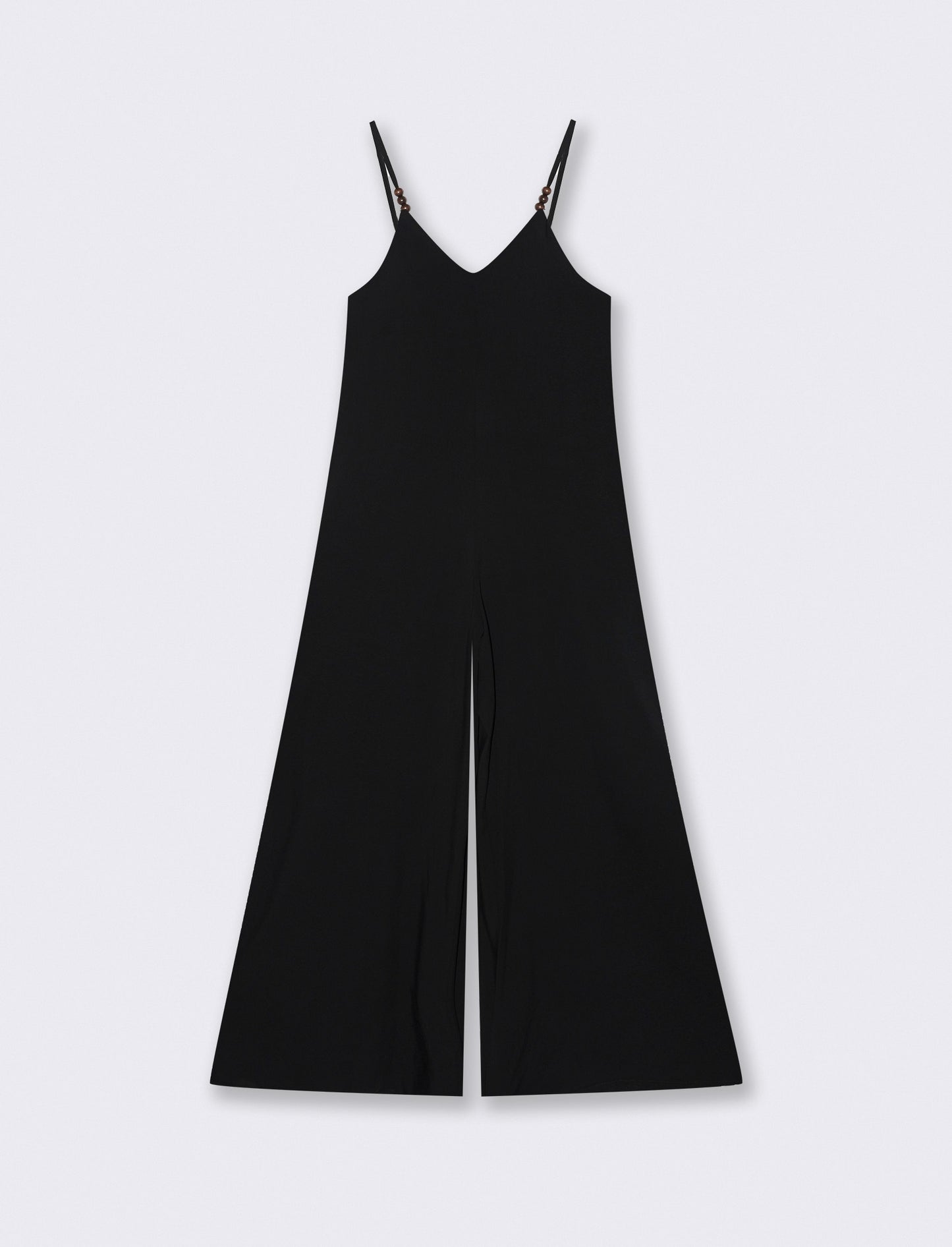Vestito lungo in viscosa con bretelle - Nero