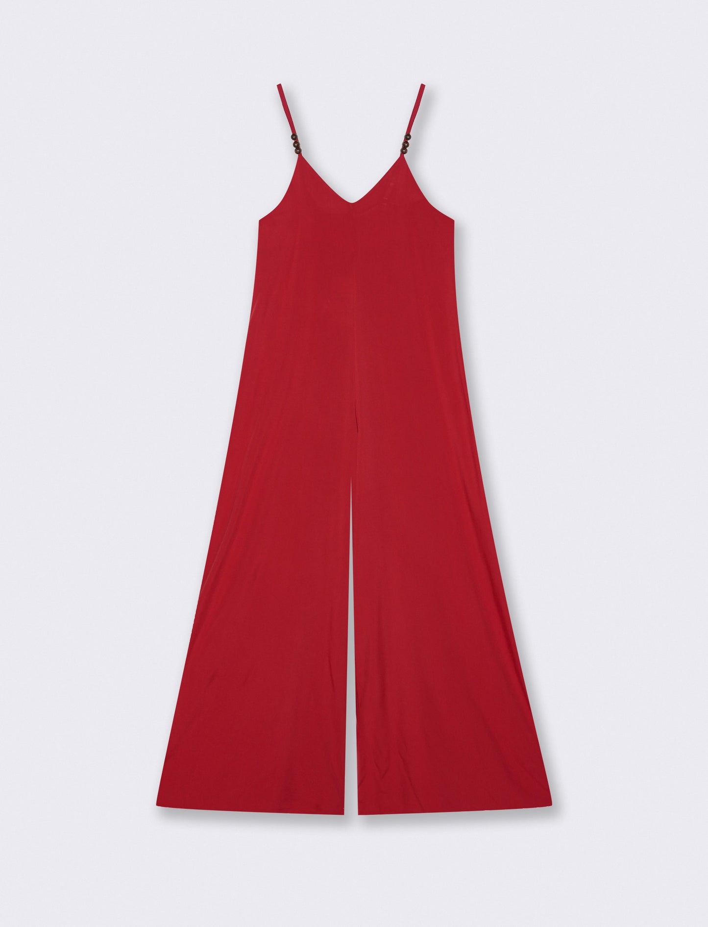 Vestito lungo in viscosa con bretelle - Rosso