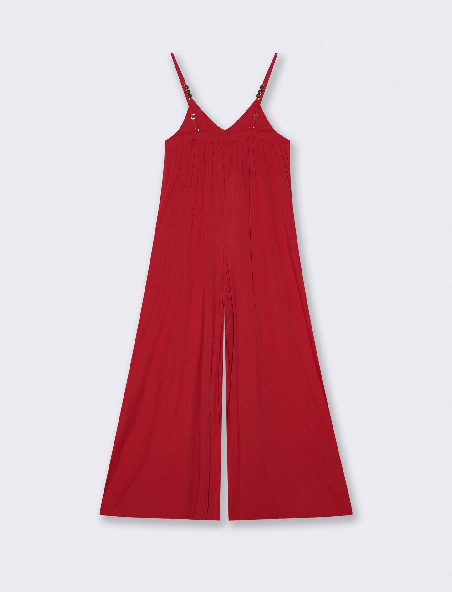 Vestito lungo in viscosa con bretelle - Rosso