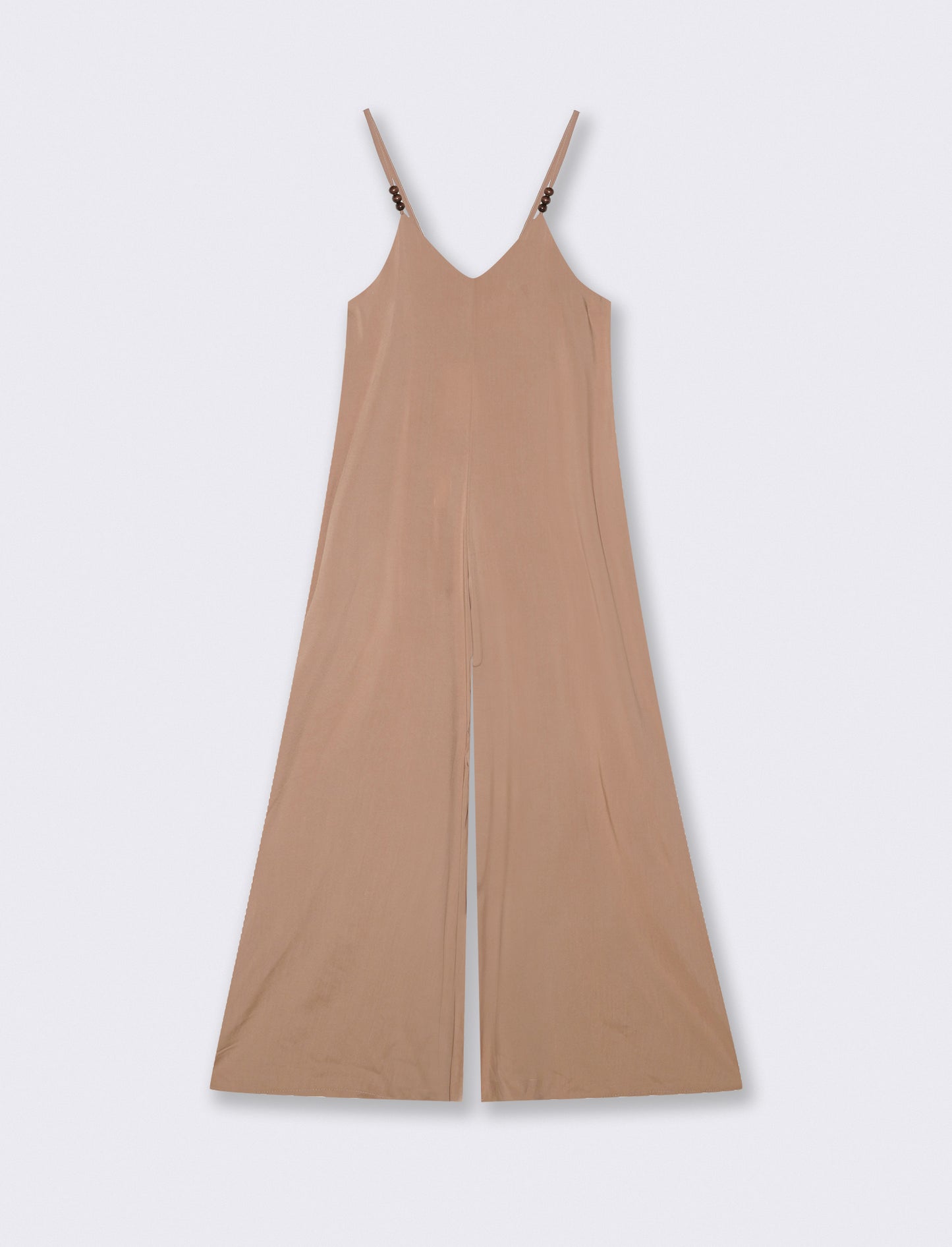Vestito lungo in viscosa con bretelle - Beige