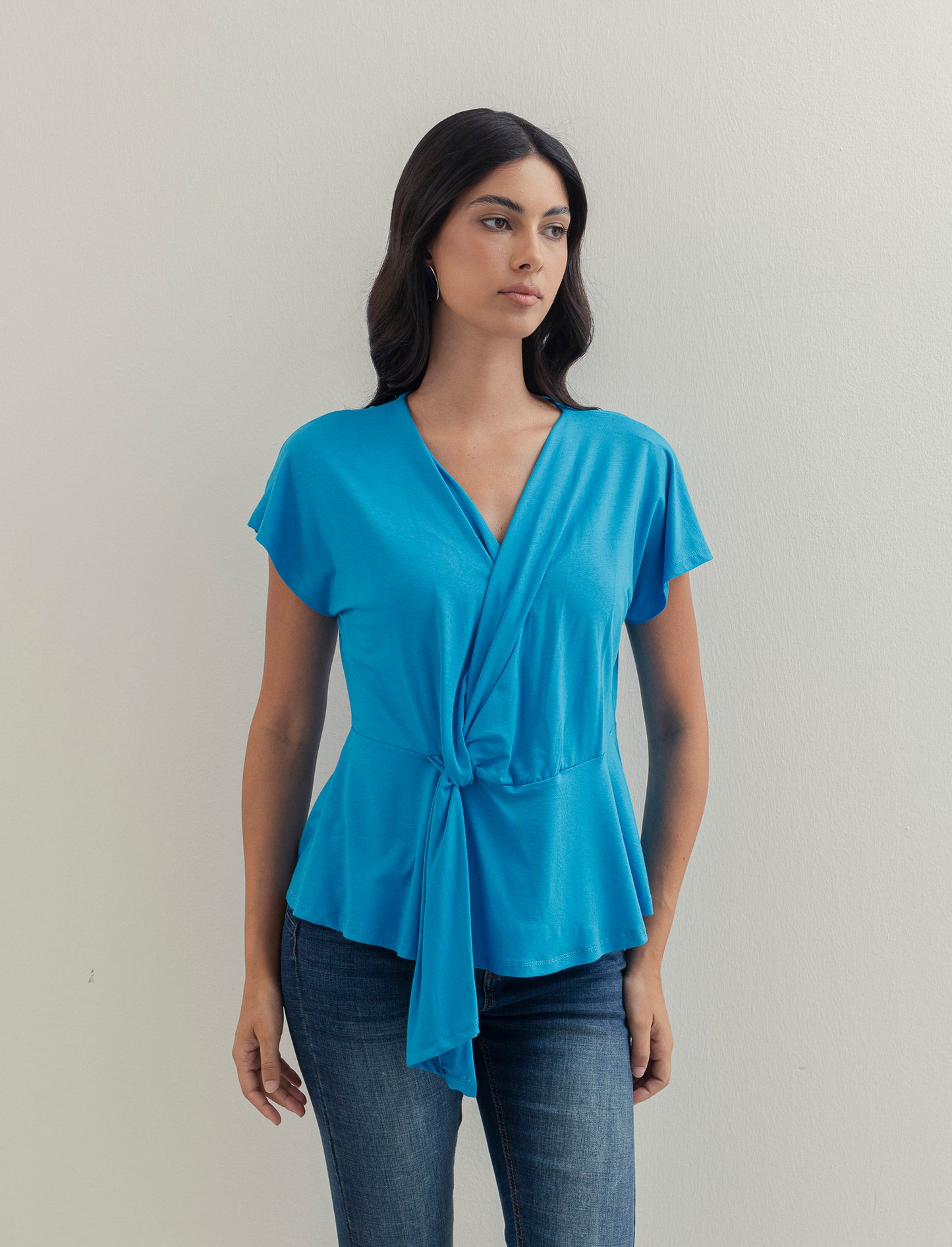 Casacca in popeline di viscosa con collana - Turchese
