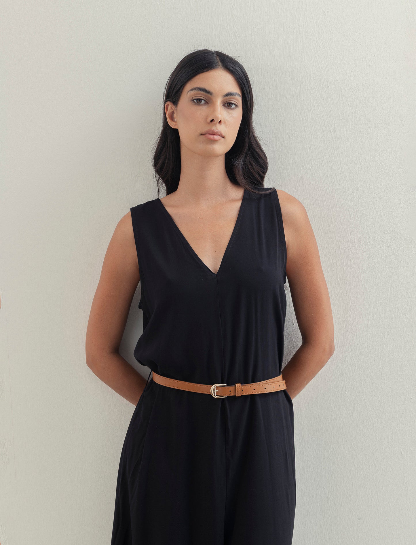 Vestito in viscosa con icrocio dietro - Nero