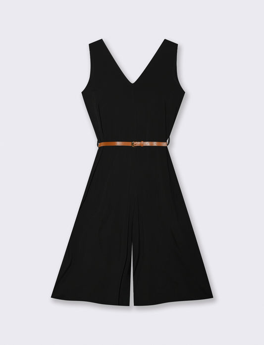 Vestito in viscosa con icrocio dietro - Nero