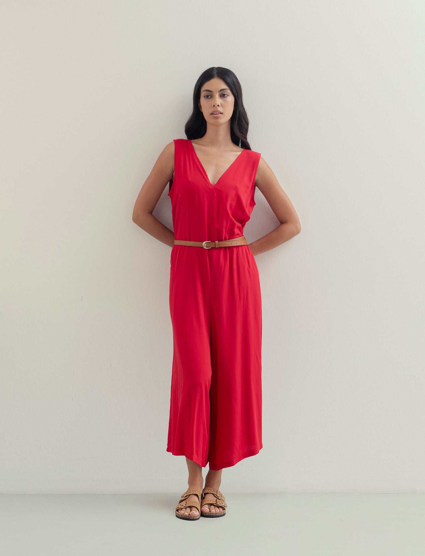 Vestito in viscosa con icrocio dietro - Rosso