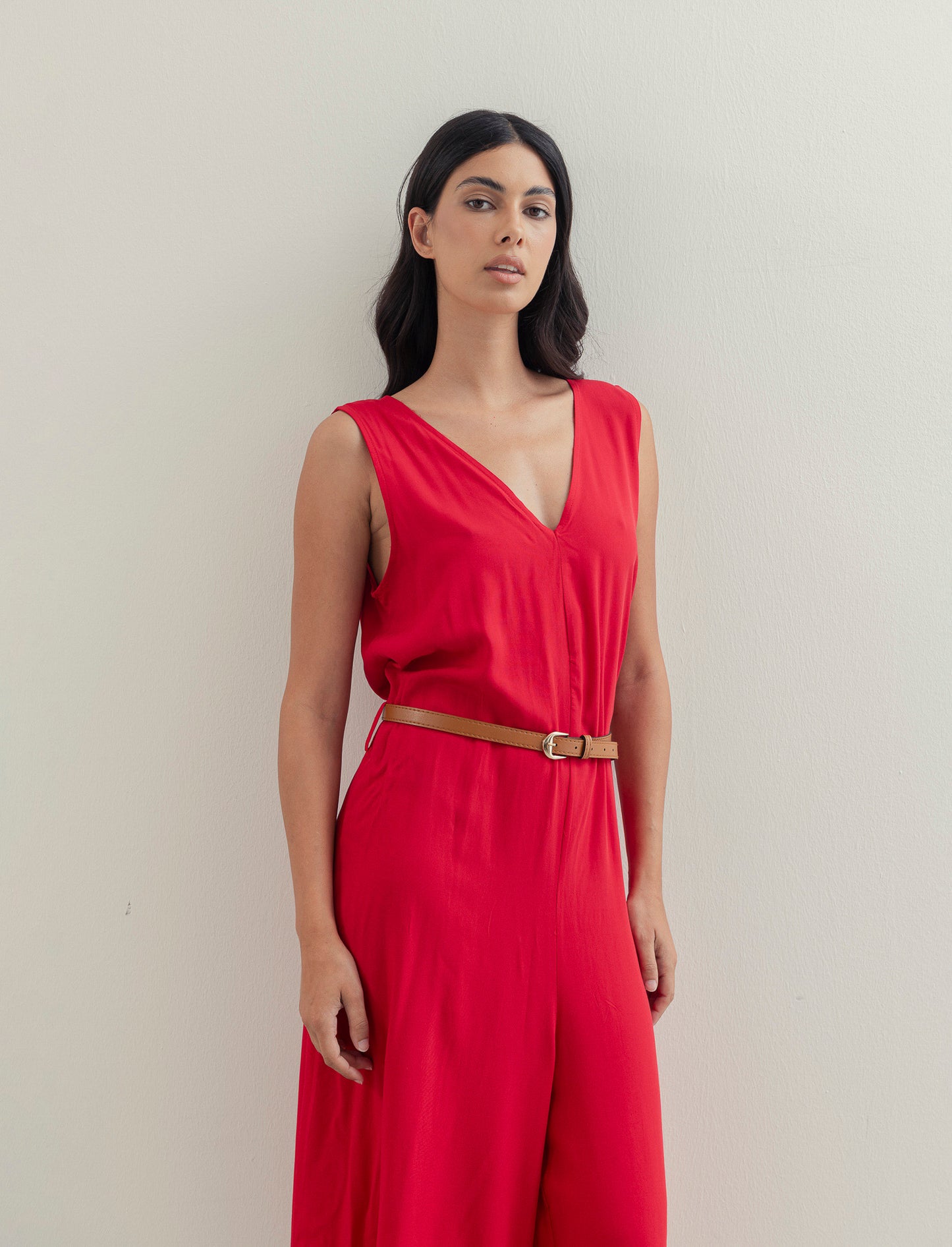 Vestito in viscosa con icrocio dietro - Rosso
