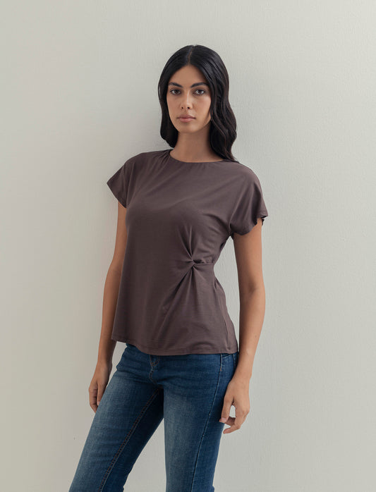 Tshirt con nodo in viscosa - Moro