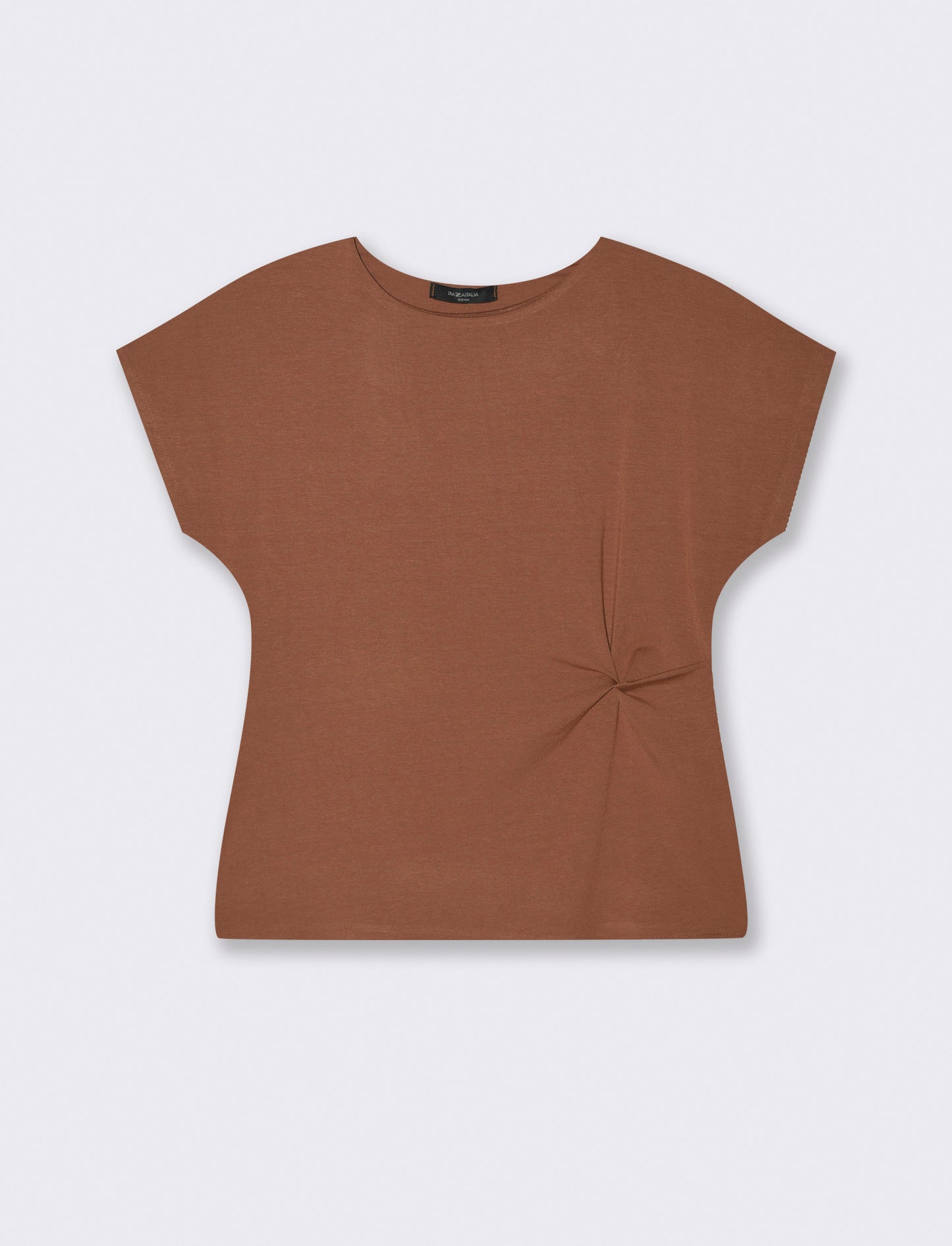 Tshirt con nodo in viscosa - Marrone tabacco