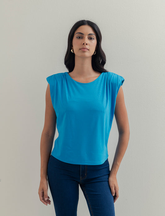 Tshirt smanicata con spalline - Turchese