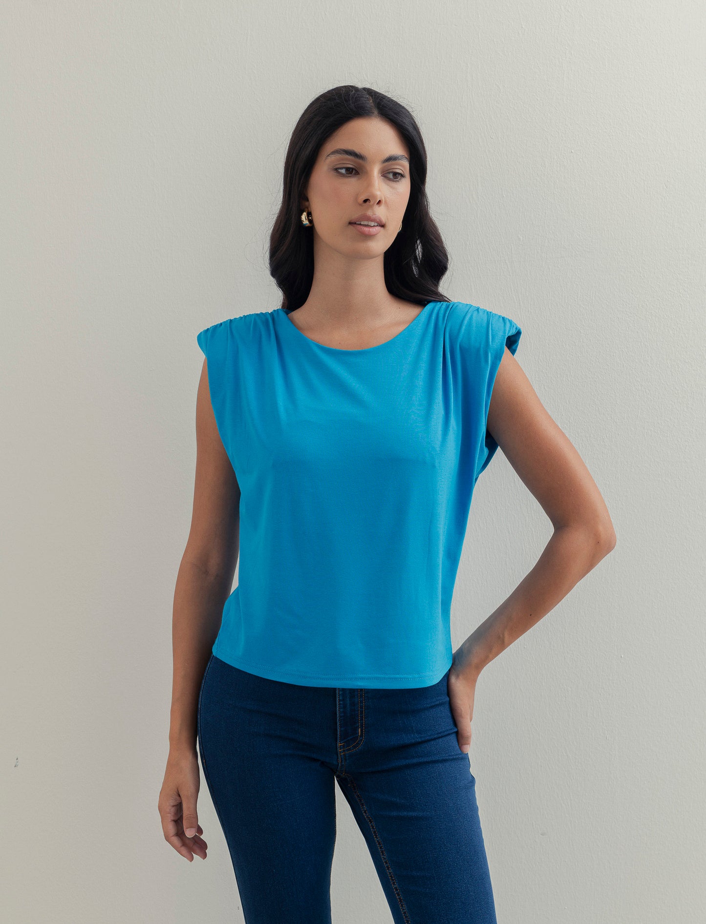 Tshirt smanicata con spalline - Turchese
