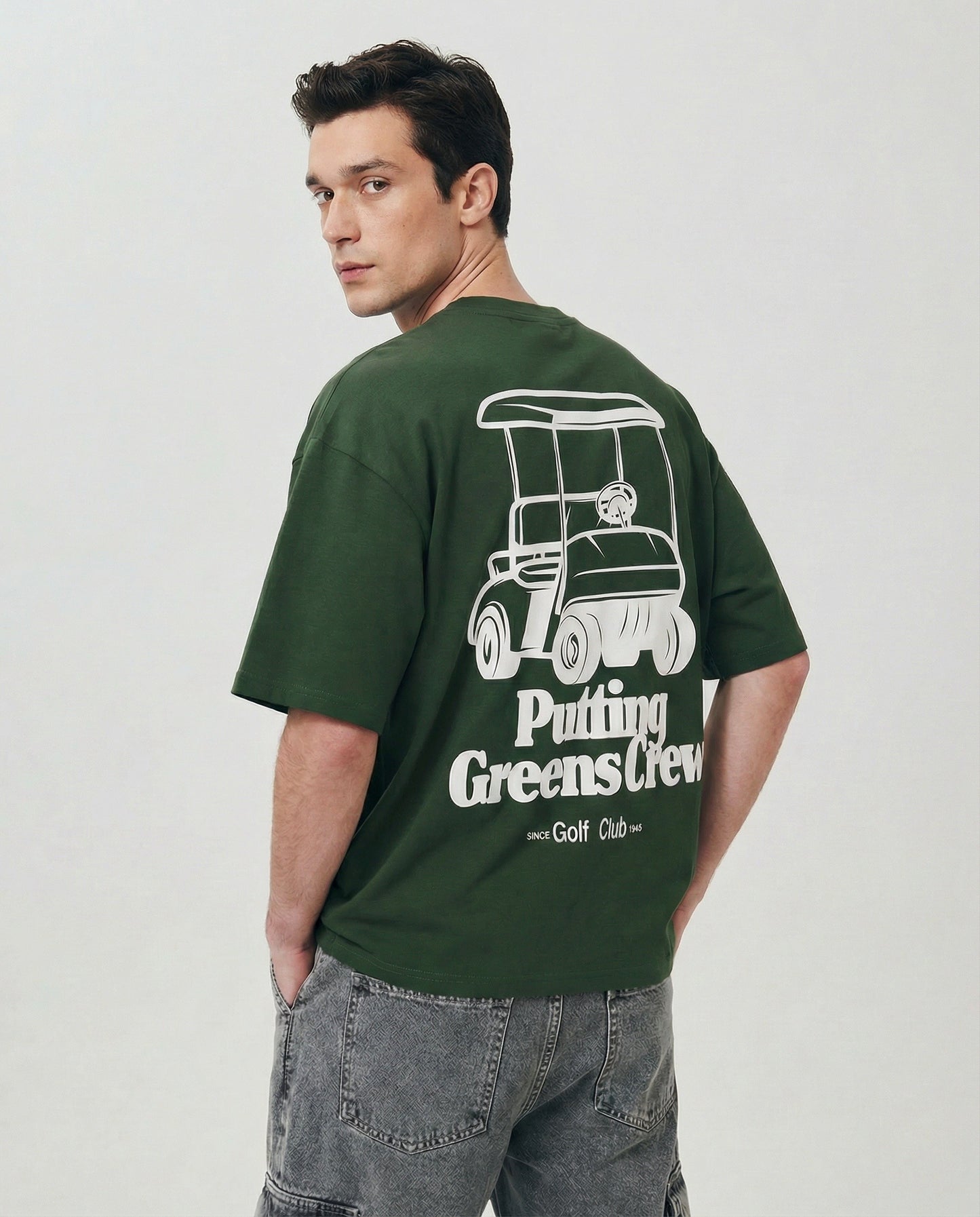 T-shirt girocollo con stampe e ricami - Verde
