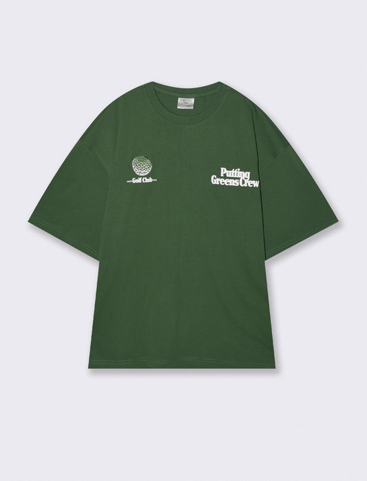 T-shirt girocollo con stampe e ricami - Verde