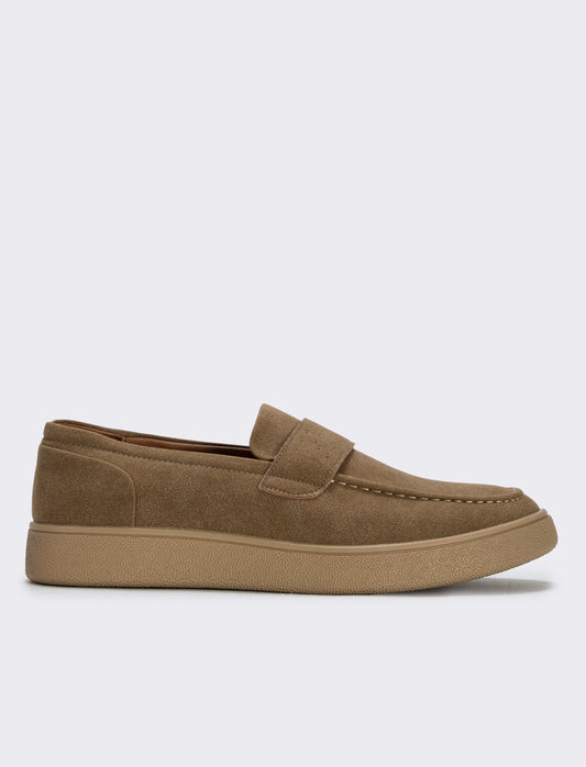 Mocassino uomo in poliuretano scamosciato - Cammello