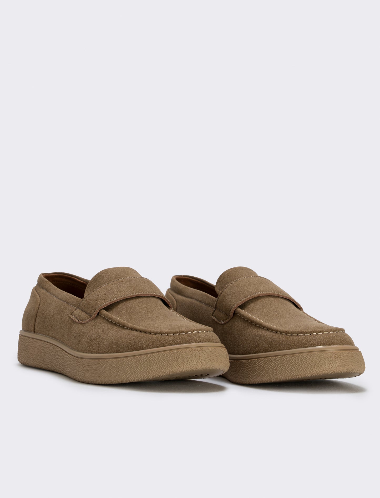 Mocassino uomo in poliuretano scamosciato - Cammello