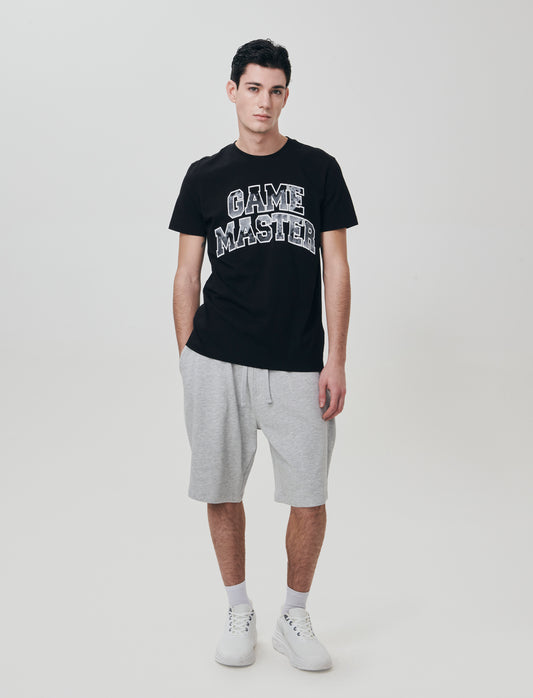 T-shirt girocollo con stampe mimetiche - Nero