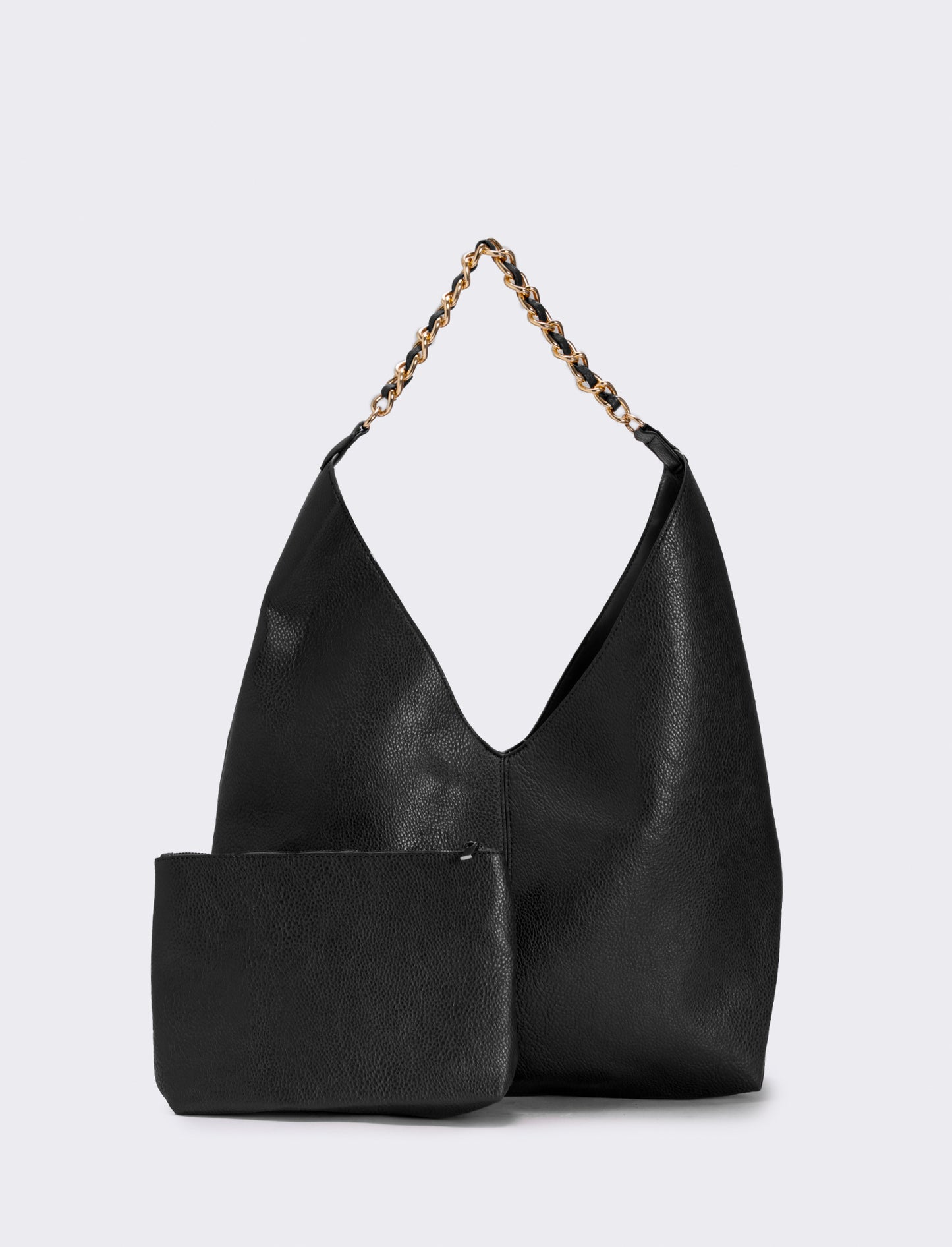 Borsa donna a sacca con catena - Nero