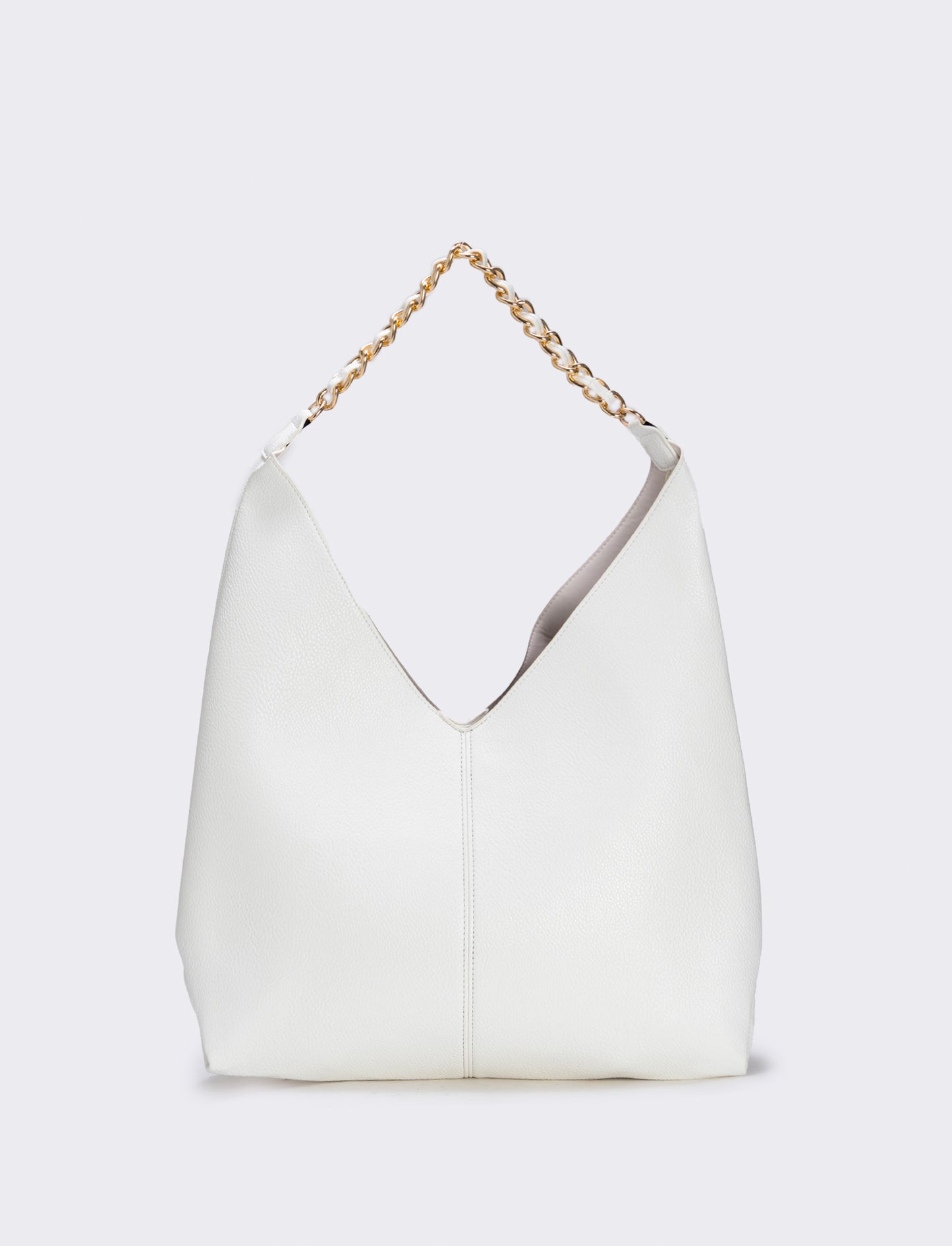 Borsa donna a sacca con catena - Bianco