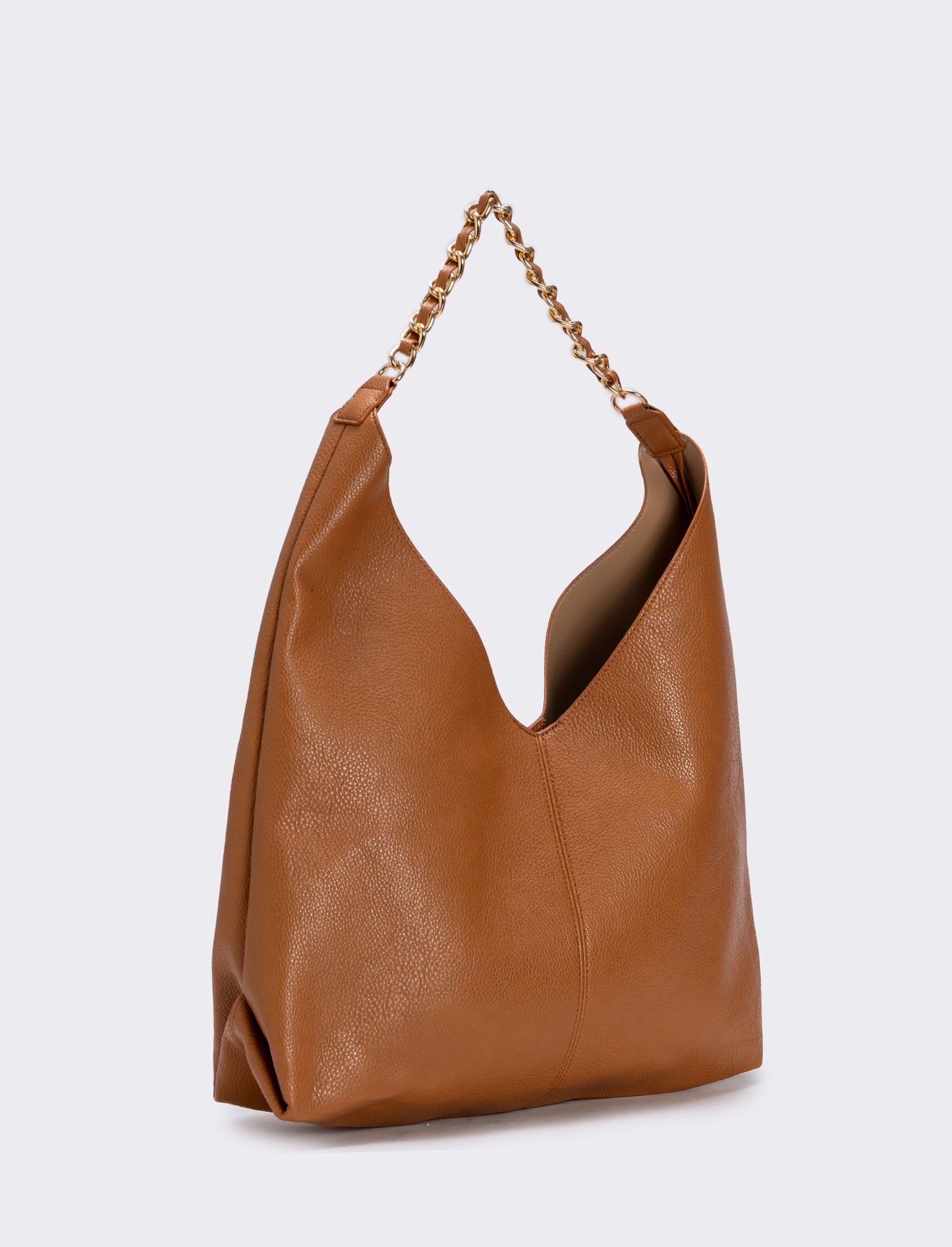 Borsa donna a sacca con catena - Cuoio