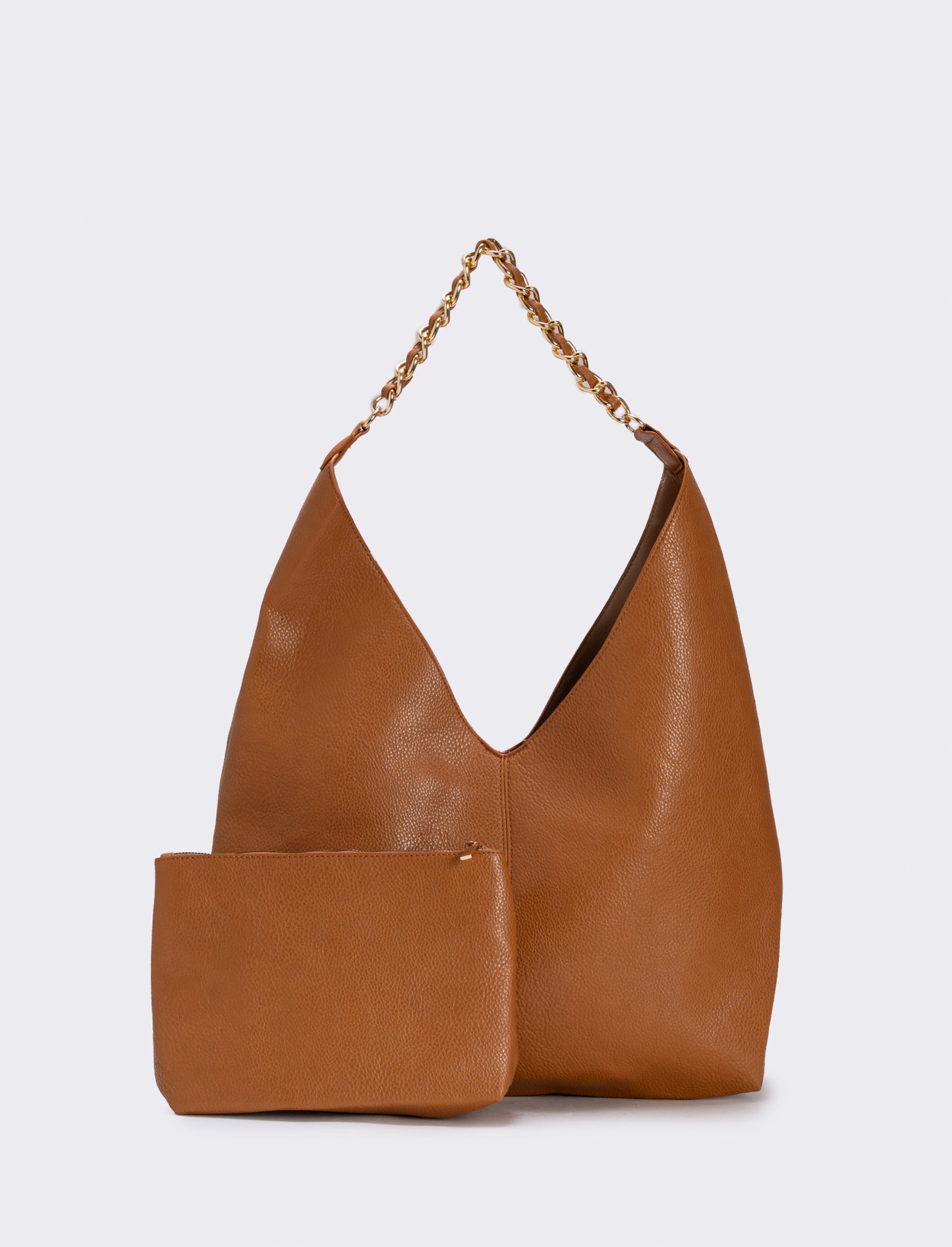 Borsa donna a sacca con catena - Cuoio