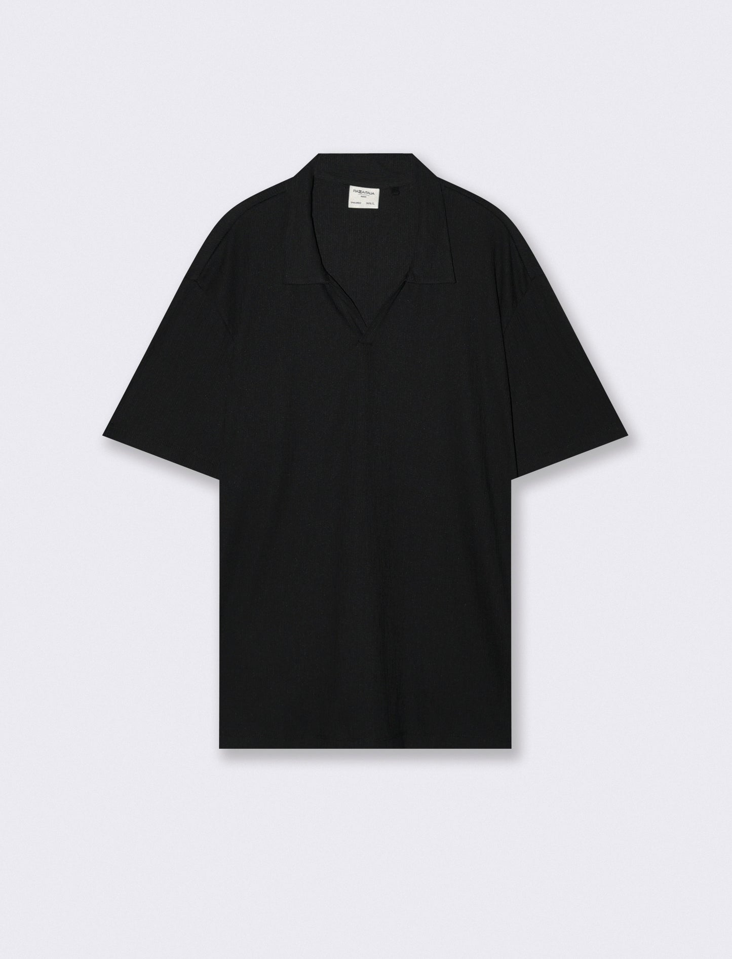 Polo Derby Effetto Maglia a Costine - Nero