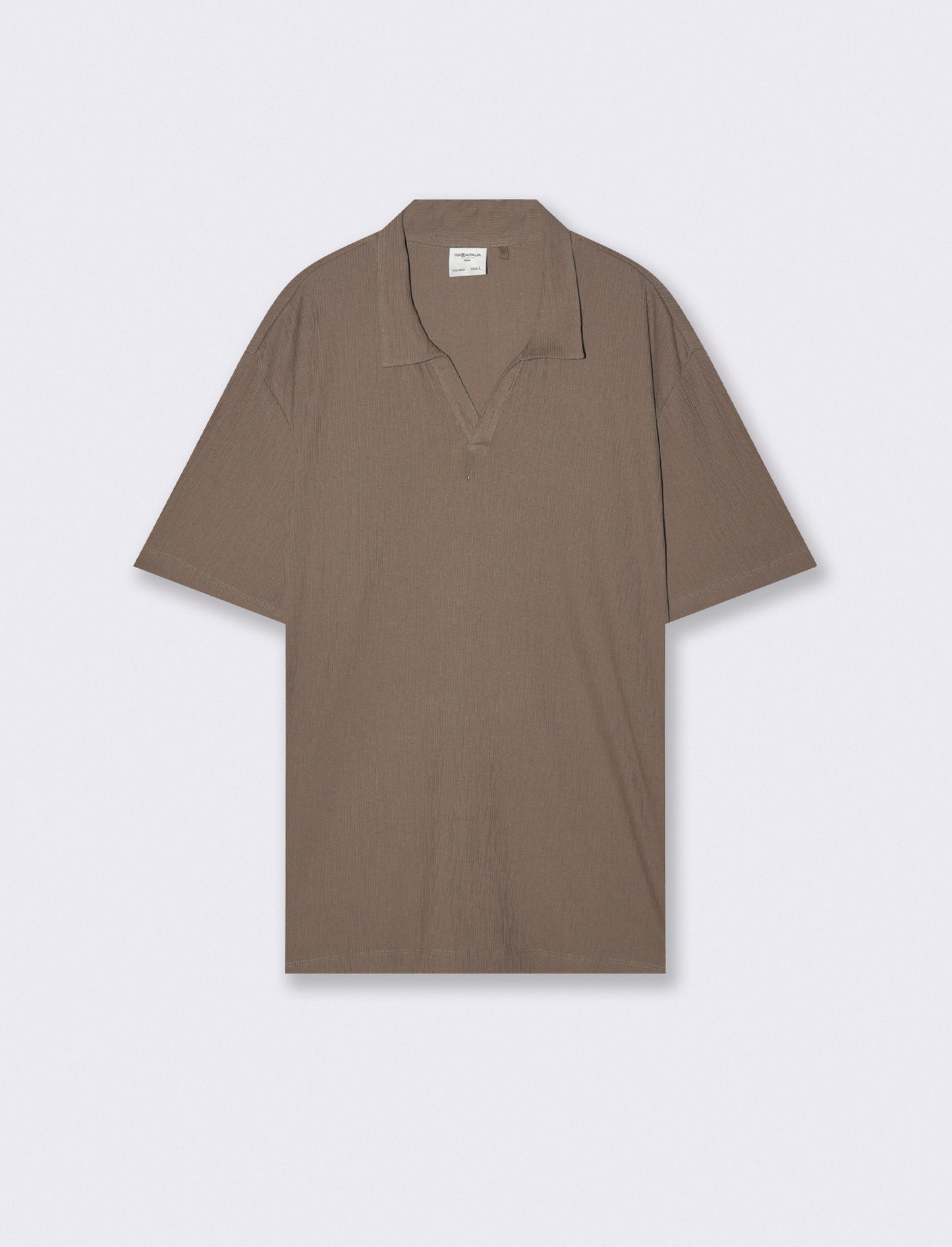 Ribbed Knit Effect Polo Derby - Grey