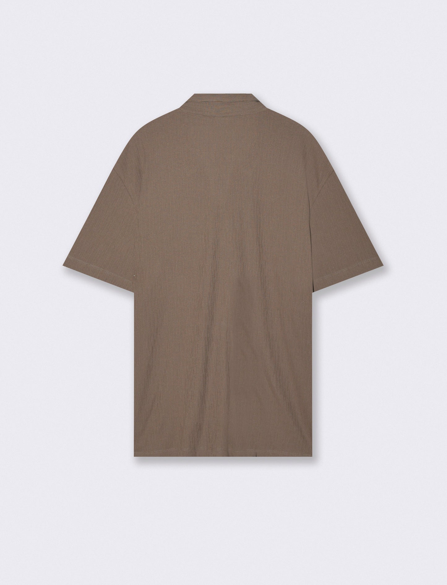 Ribbed Knit Effect Polo Derby - Grey