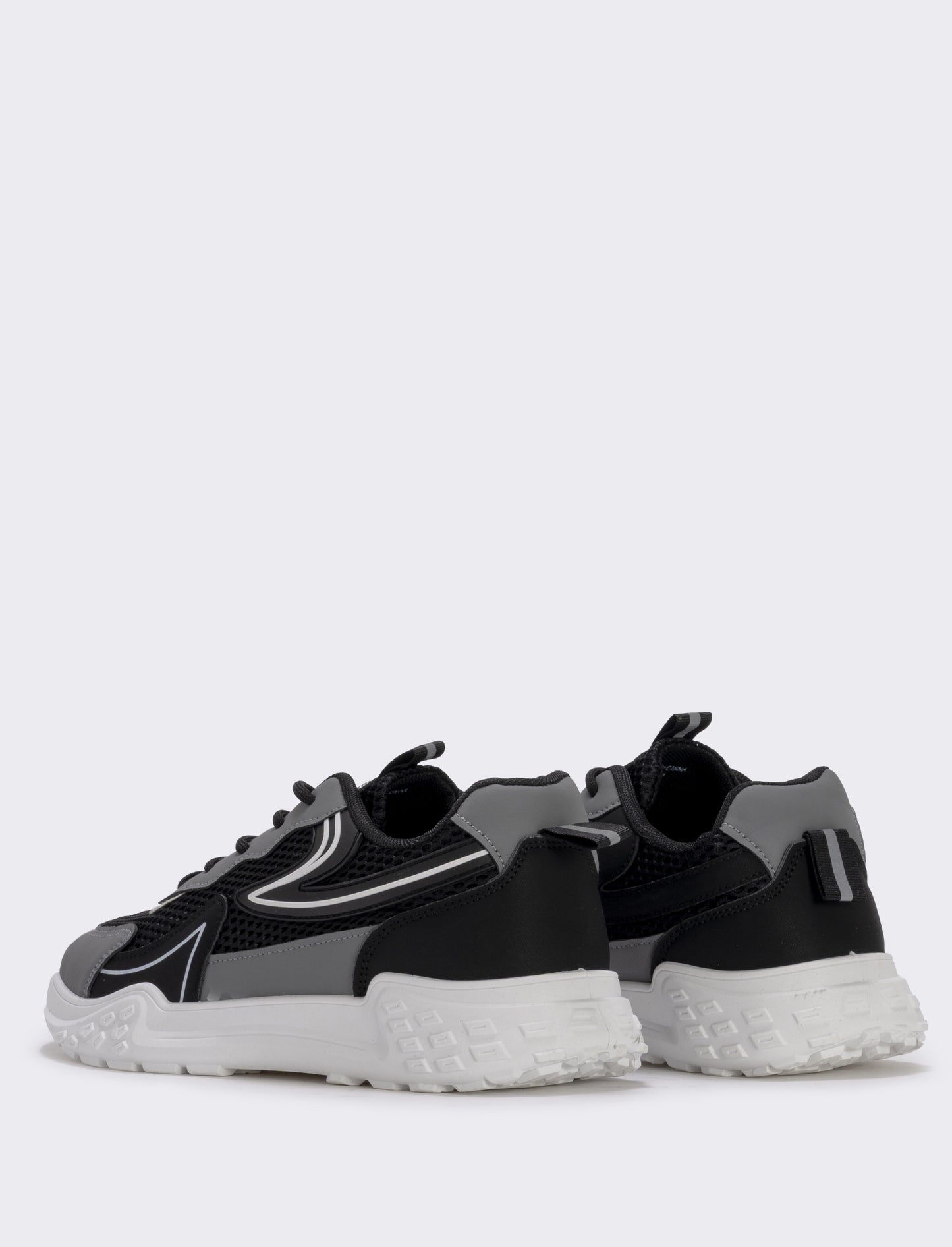 Sneakers da uomo in tessuto nero e track - Nero