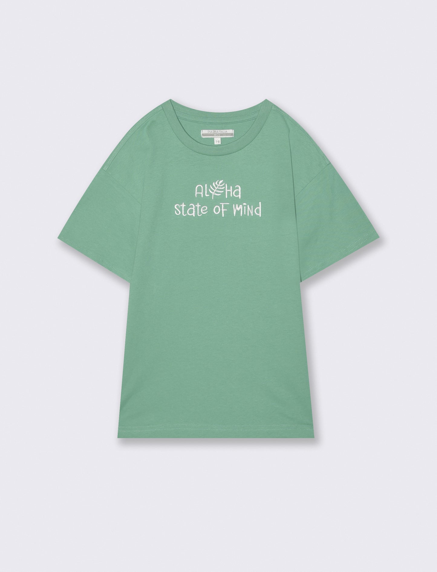 T-shirt mezza manica con ricamo casual - Verde mela