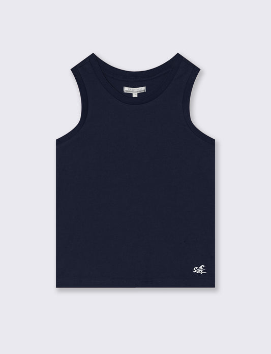 Solid color cotton tank top for the beach - Blue