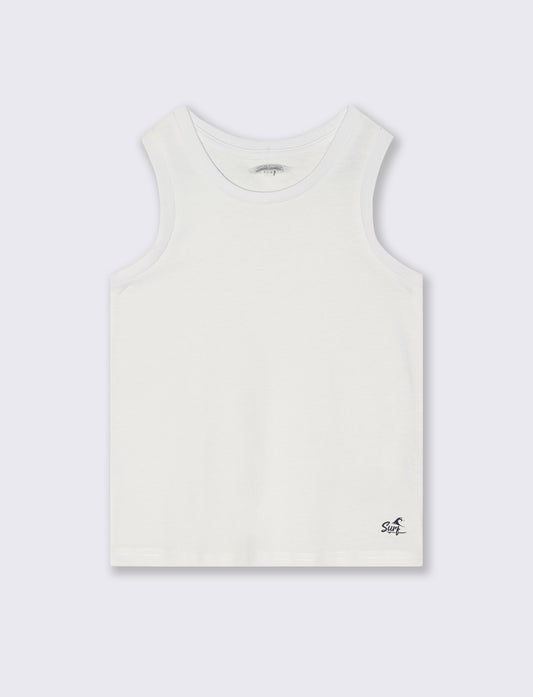 Solid color cotton tank top for the beach - White