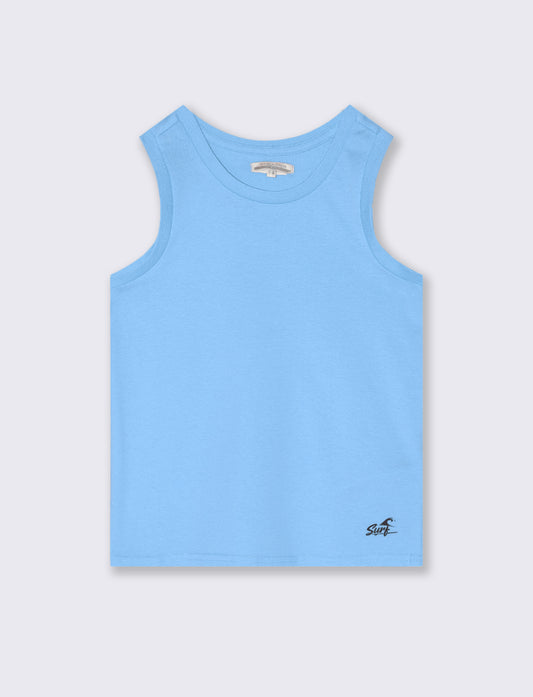 Solid color cotton tank top for the beach - Sky blue
