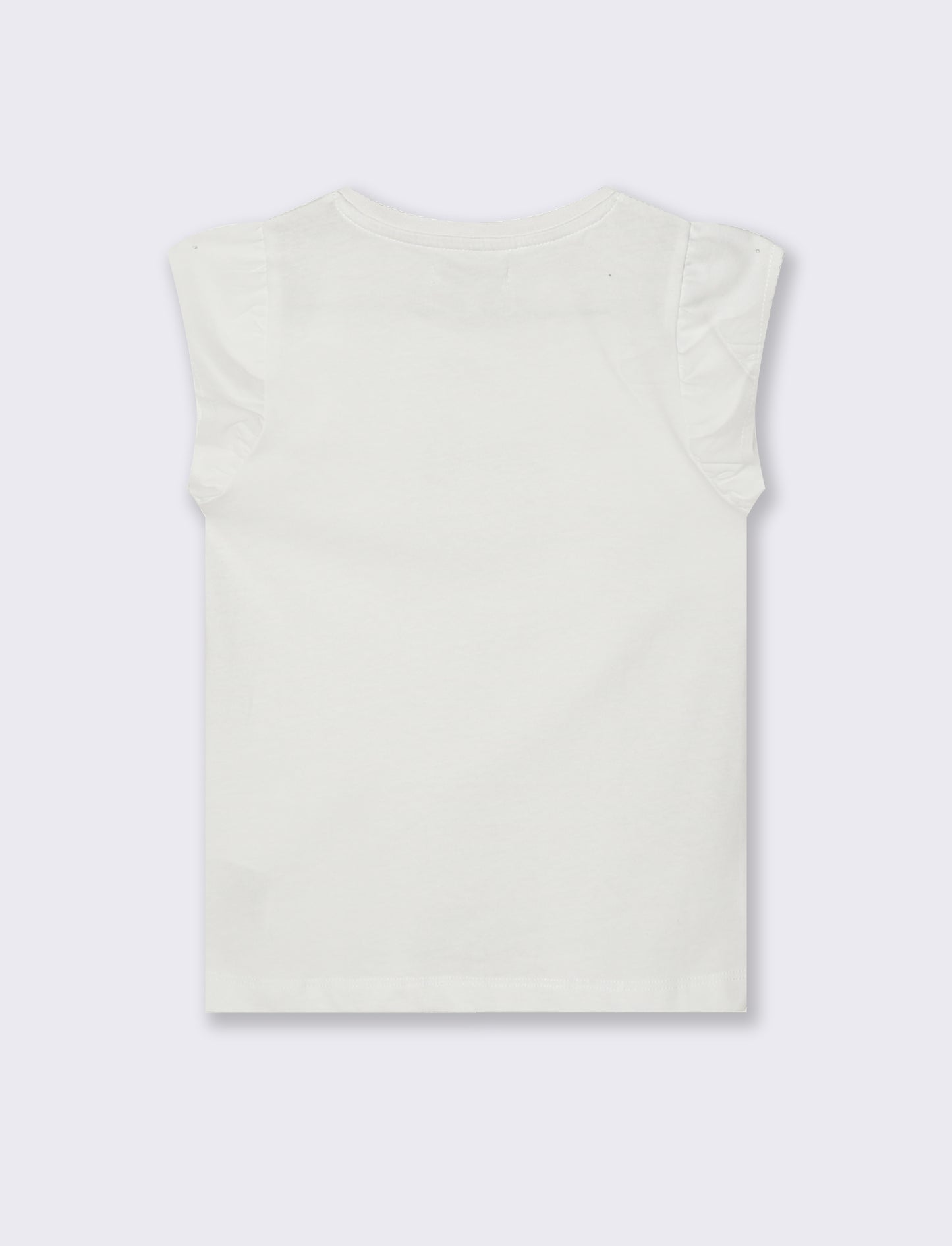 T-shirt con strass e manica volant - Bianco
