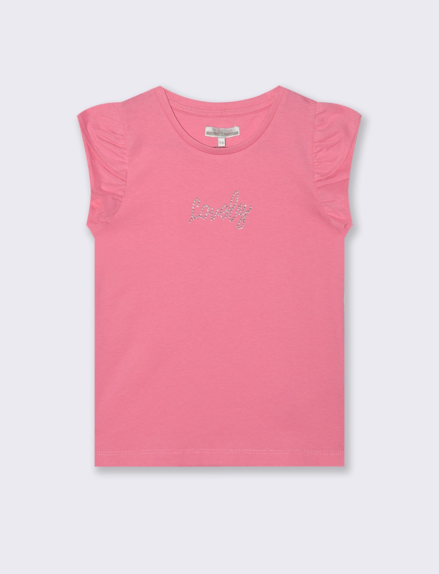 T-shirt con strass e manica volant - Rosa big bubble