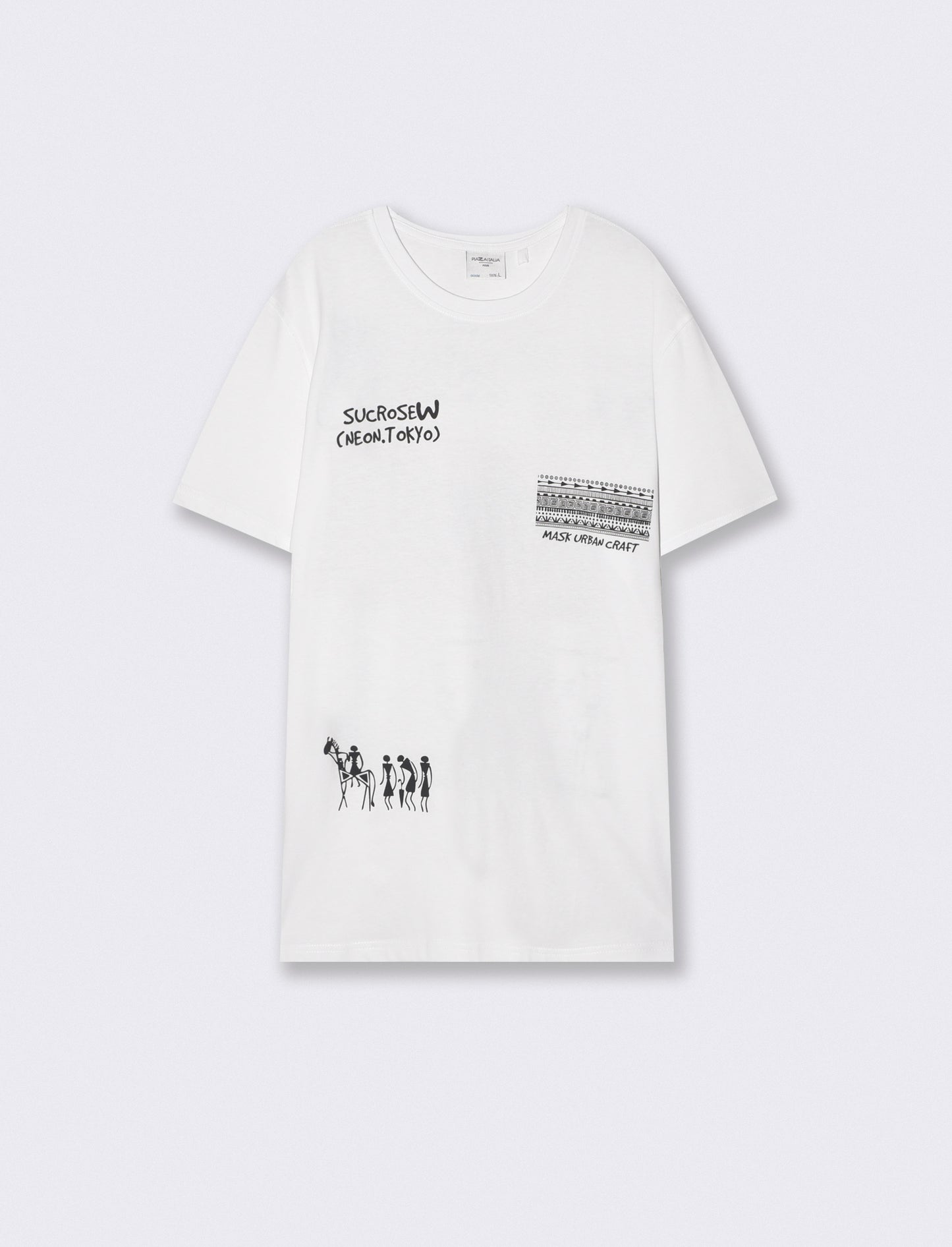 Regular fit crew neck T-shirt with prints - White