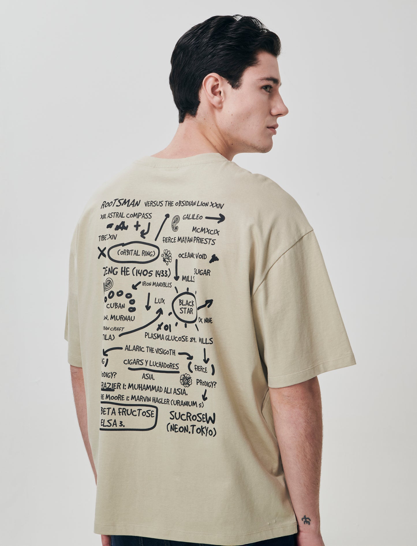 Embroidered T-shirt with original print - Grey