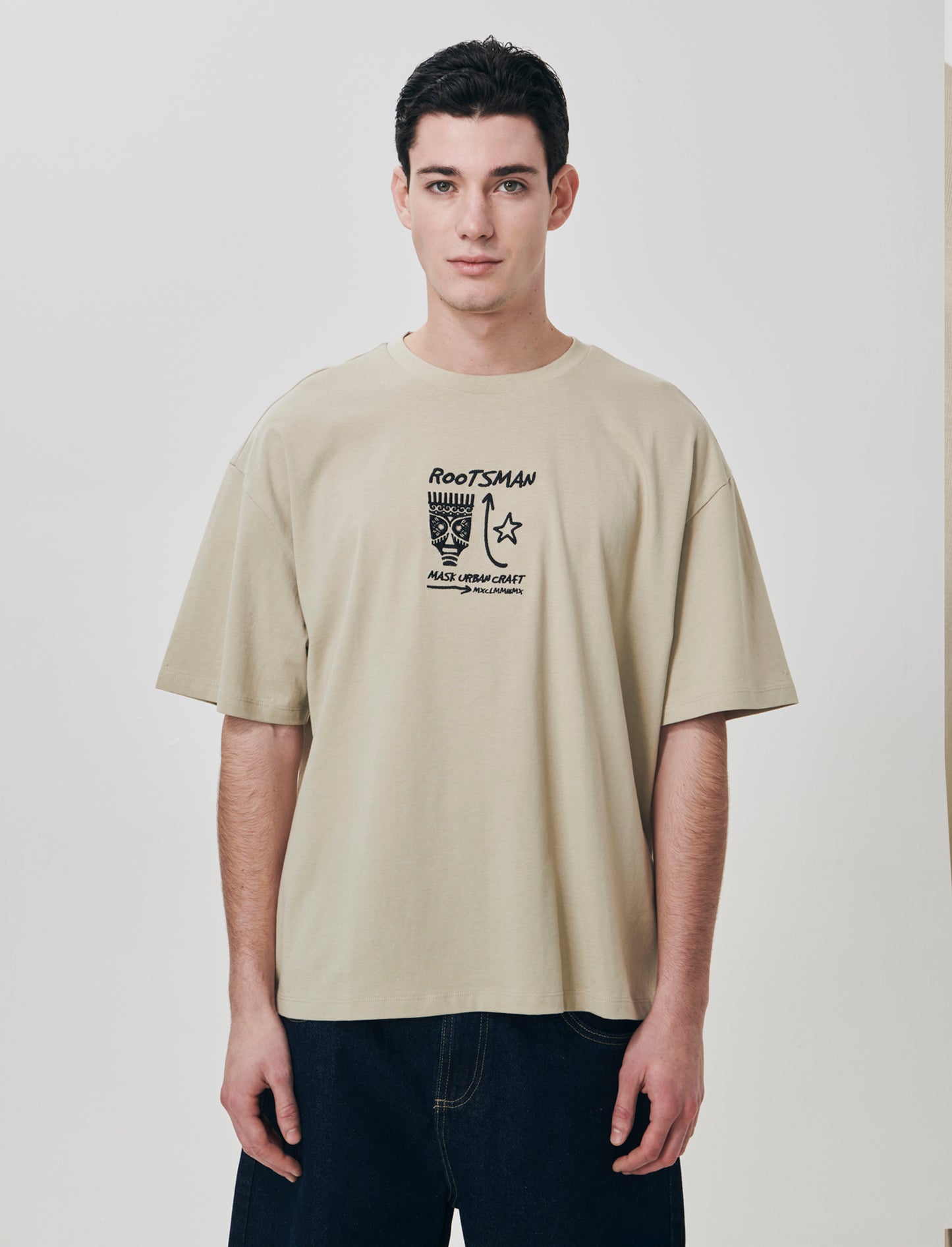 Embroidered T-shirt with original print - Grey
