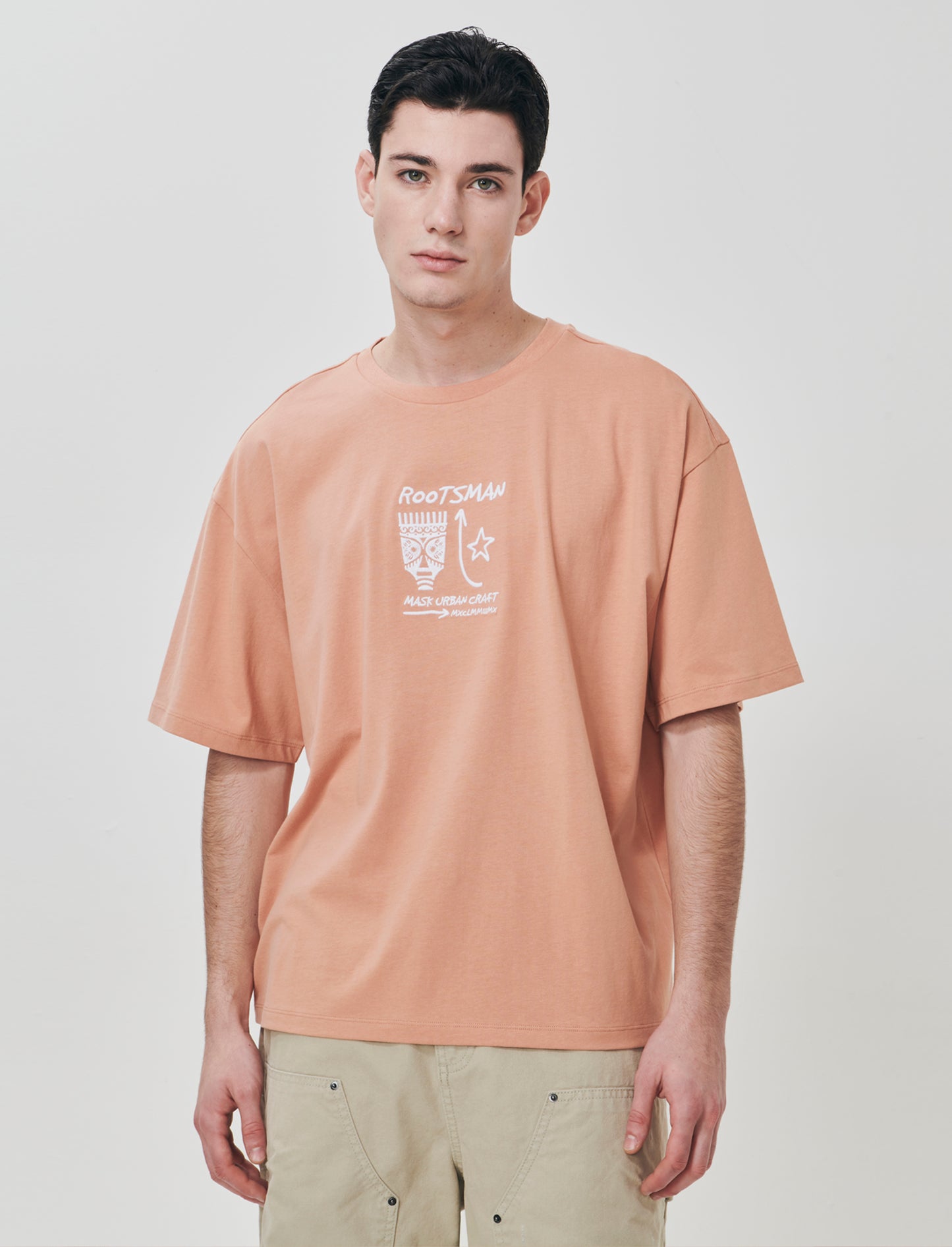 T-shirt con ricamo e stampa originale - Rosa salmone