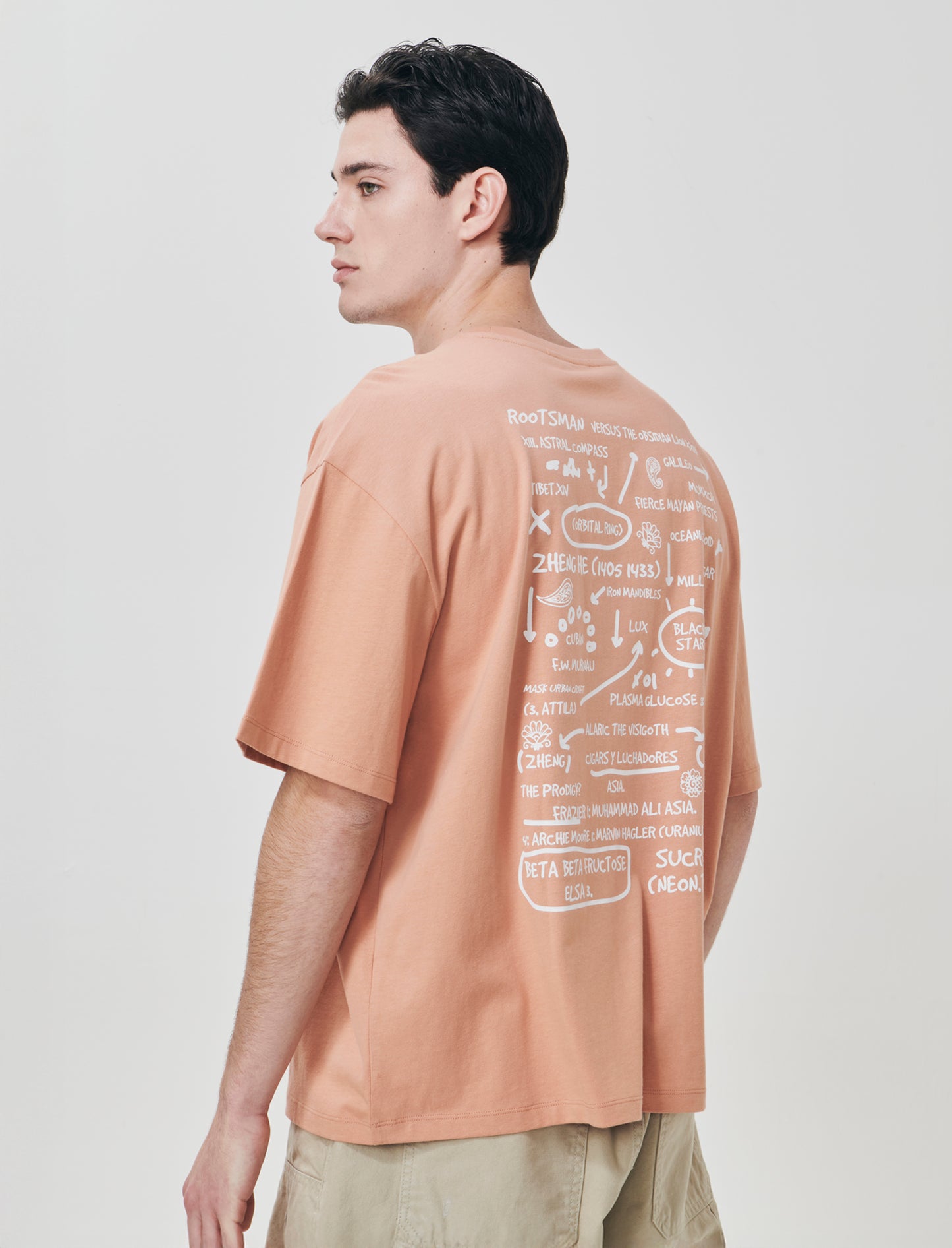 T-shirt con ricamo e stampa originale - Rosa salmone