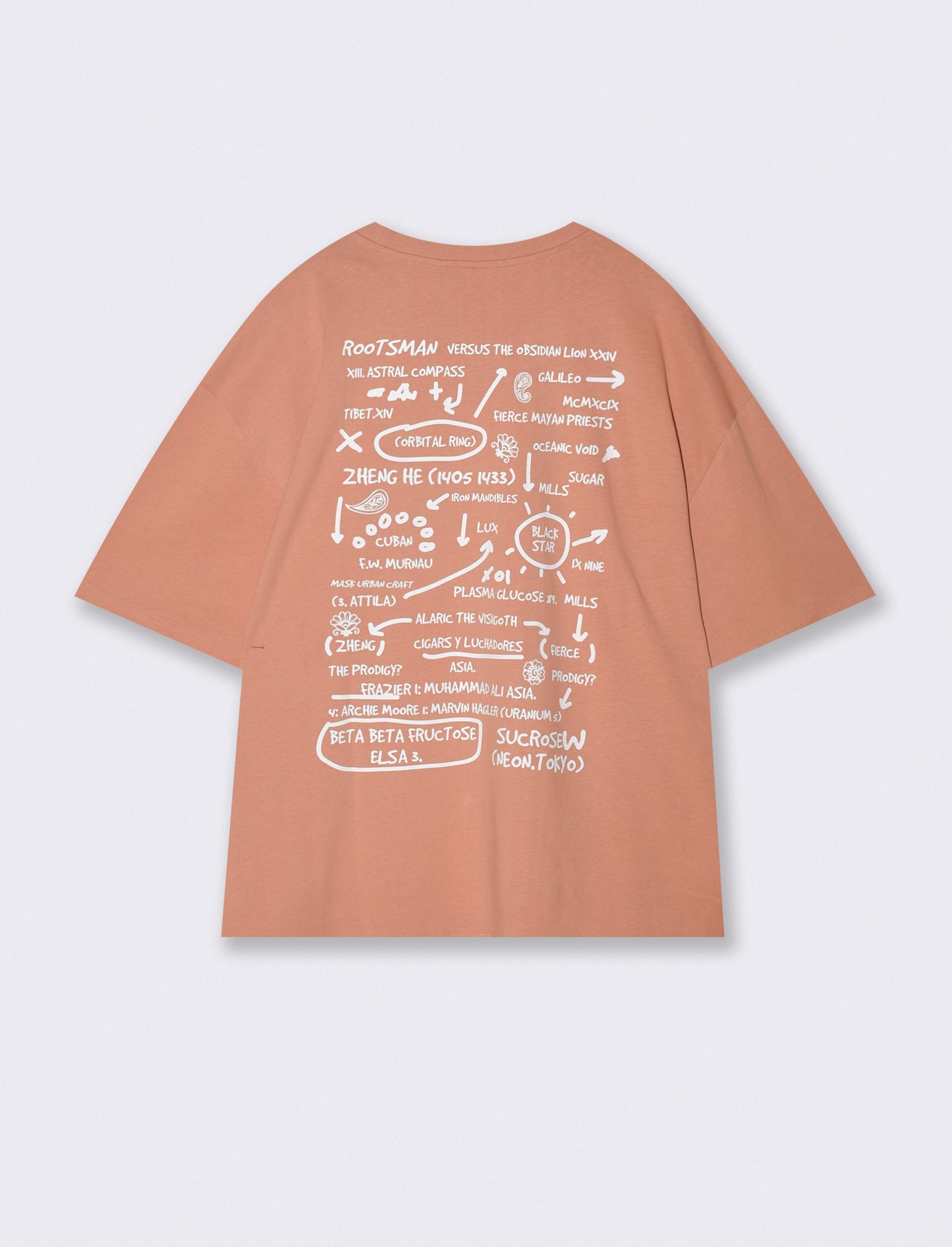 T-shirt con ricamo e stampa originale - Rosa salmone