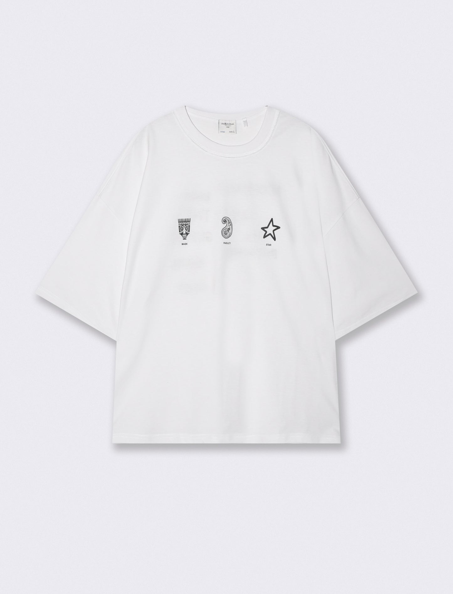 Boxy fit T-shirt with prints and embroidery - White