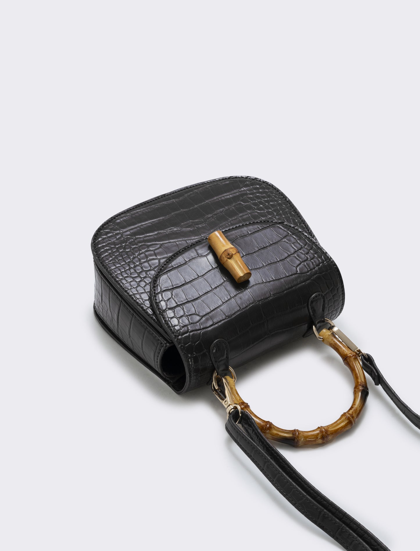 Borsa bamboo con stampa cocco elegante - Nero